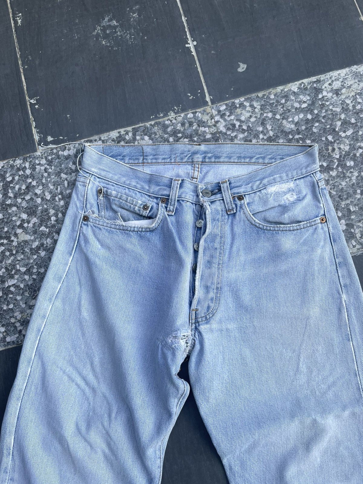 Levi's × Vintage Rare Levi’s 501 e 1980 Usa Vintage Aging Distressed Rework Size US 31 - 23 Thumbnail