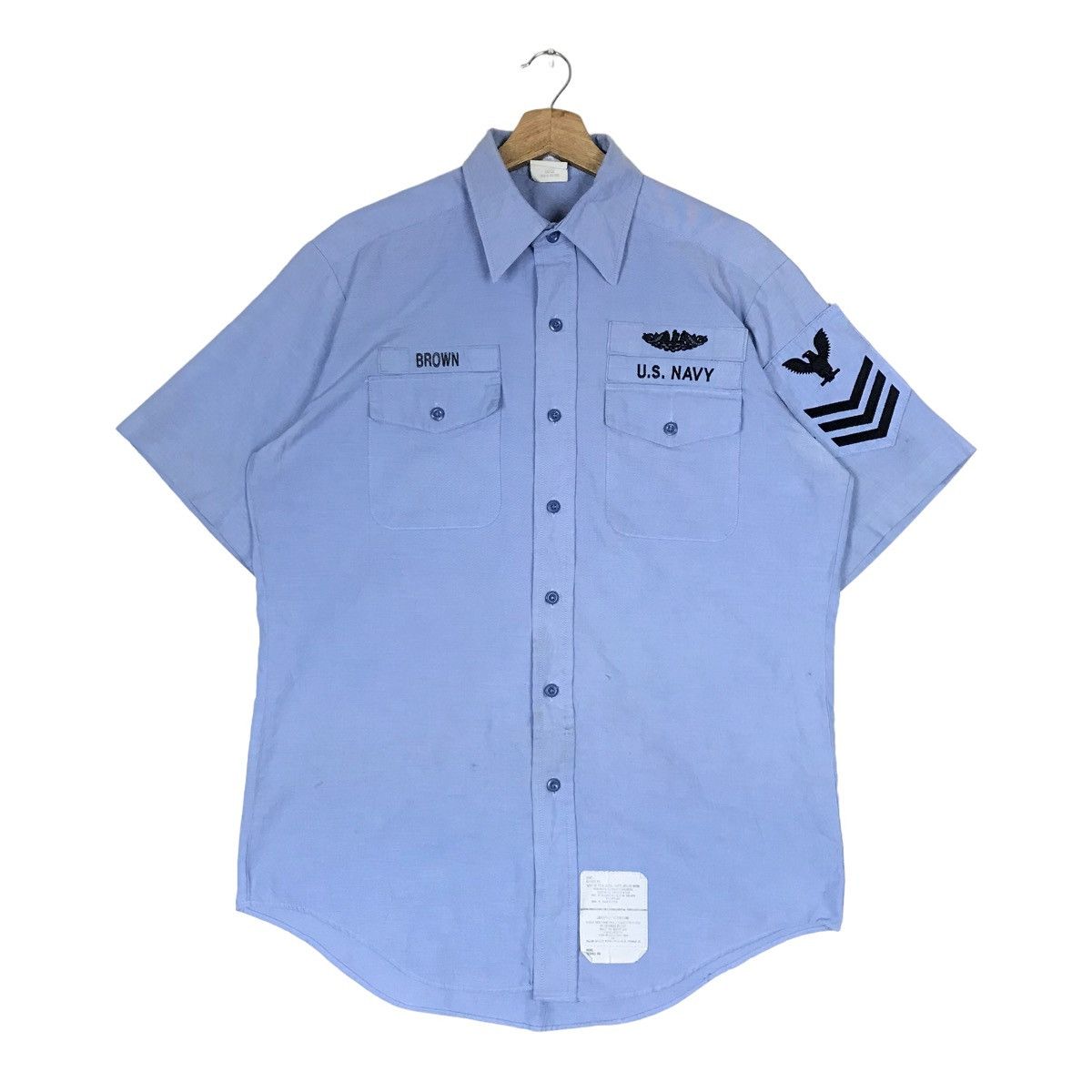 Vintage Vintage 90s U.S. NAVY Uniform Button Up Shirt With Patches ...