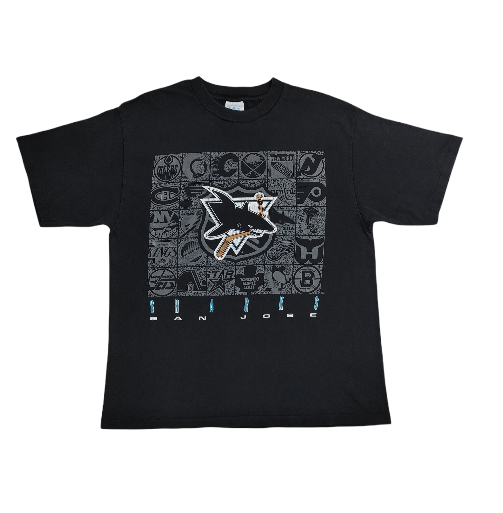 NHL Vintage 90's SHARKS SAN JOSE NHL merch tee Size US XL / EU 56 / 4 - 1 Thumbnail