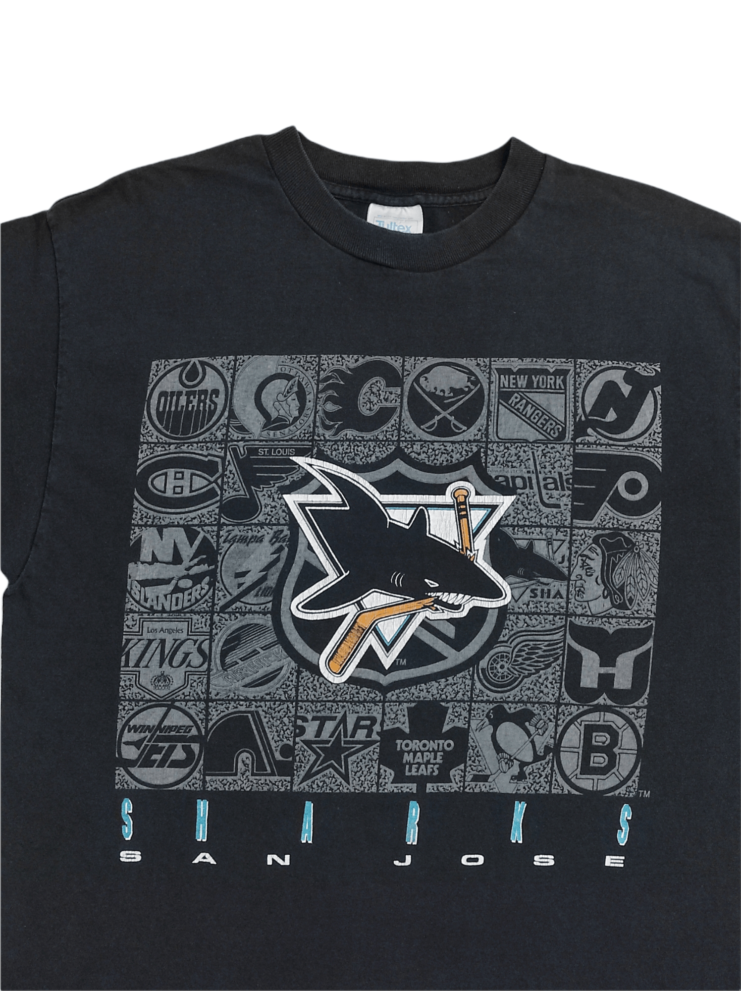 NHL Vintage 90's SHARKS SAN JOSE NHL merch tee Size US XL / EU 56 / 4 - 7 Thumbnail