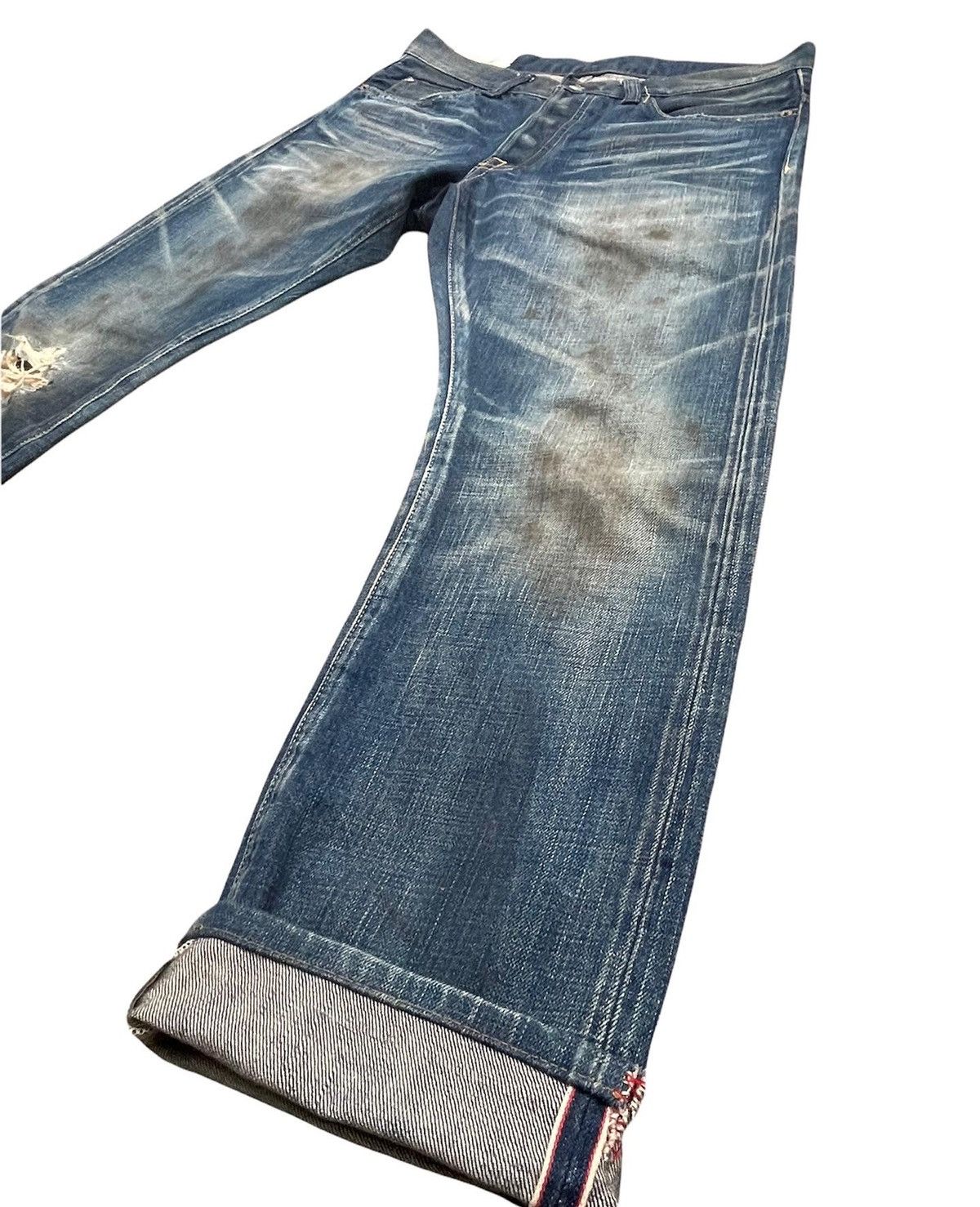 Edition Japan × Japanese Brand Edition Vintage Selvedge Aging Distressed & Stain Denim Size US 32 / EU 48 - 2 Thumbnail