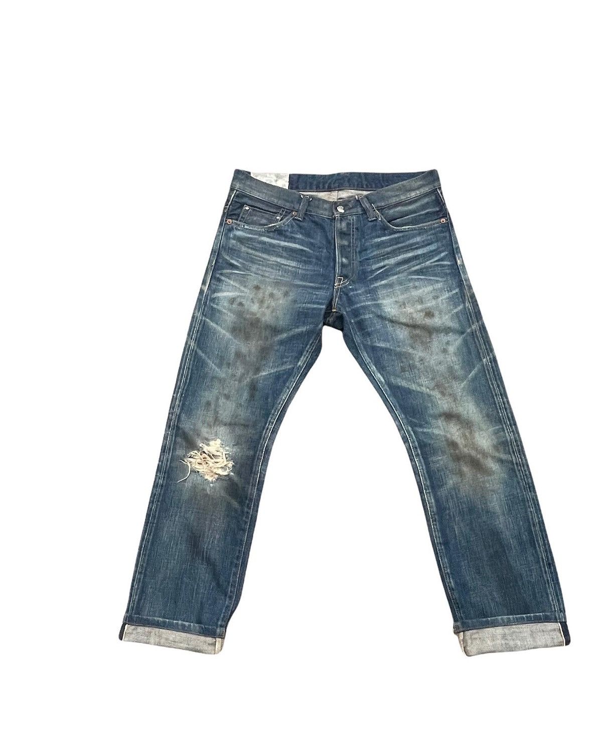 Edition Japan × Japanese Brand Edition Vintage Selvedge Aging Distressed & Stain Denim Size US 32 / EU 48 - 1 Thumbnail