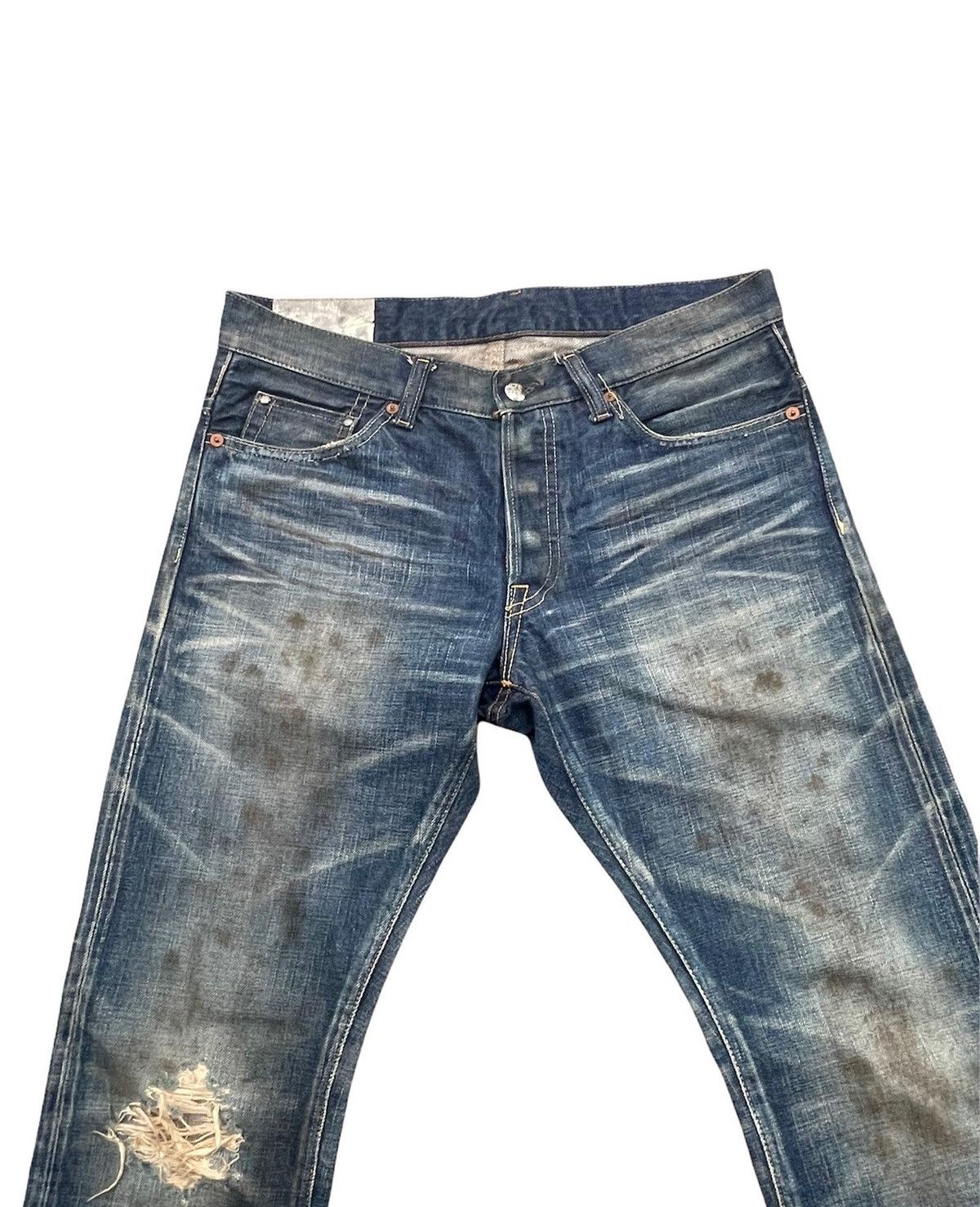 Edition Japan × Japanese Brand Edition Vintage Selvedge Aging Distressed & Stain Denim Size US 32 / EU 48 - 3 Thumbnail
