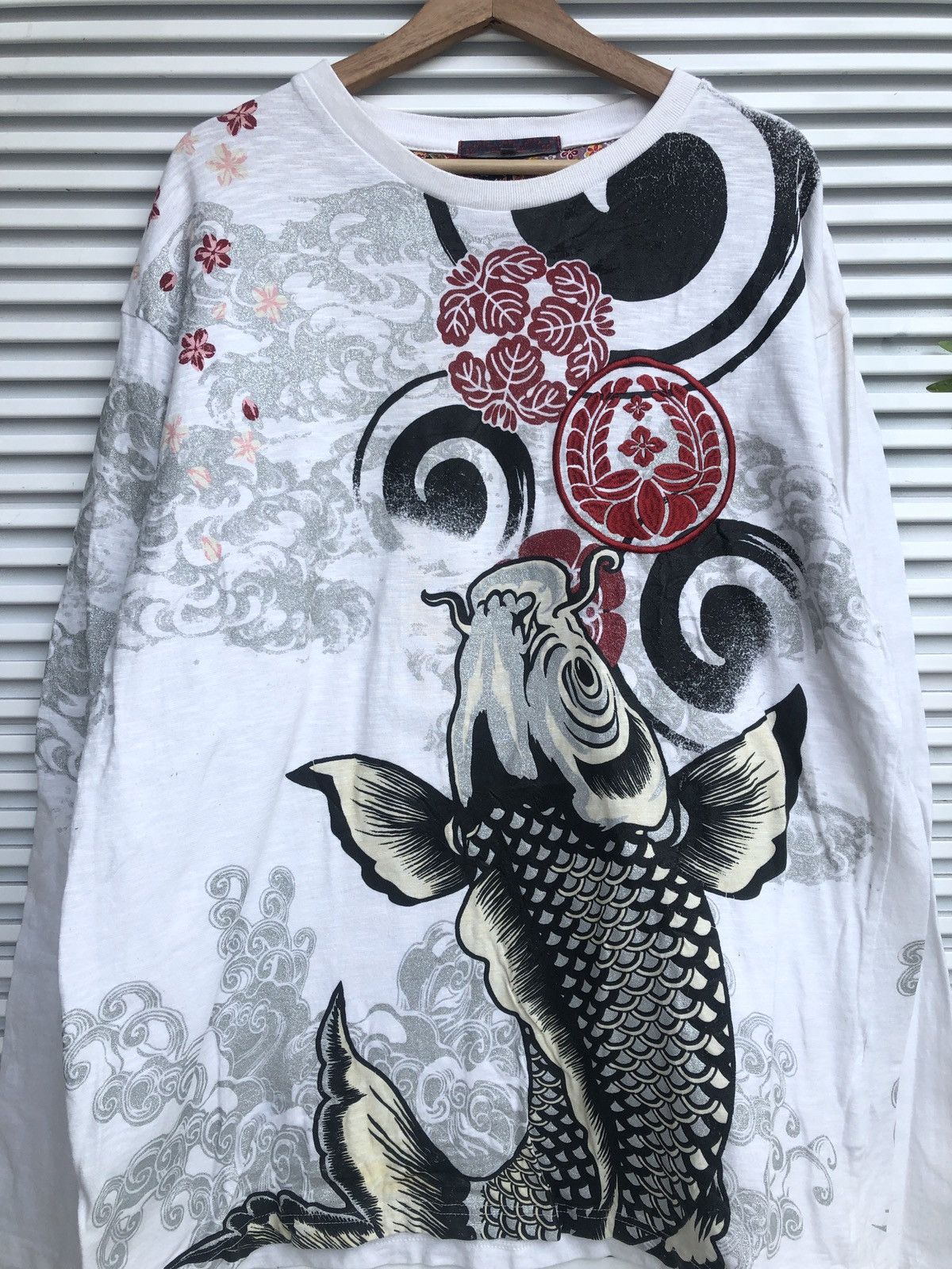 Japanese Brand Vintage Koi Fish Sukajan Longsleeve / HystericEvisu Style Size US XL / EU 56 / 4 - 2 Thumbnail