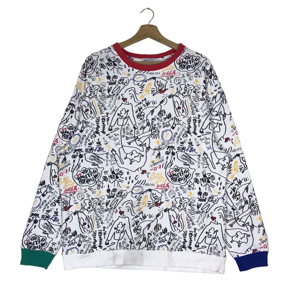 Browny Japan Over Print Pop Art Crewneck Sweatshirt