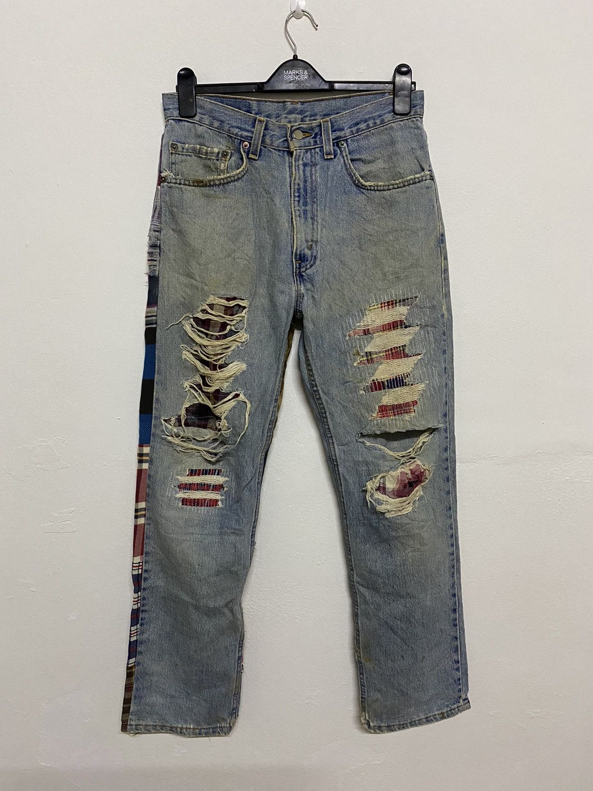 Japanese Brand Japan Brand Rebuild Patchwork Distress Trashed Grunge Jeans Size US 31 - 1 Thumbnail