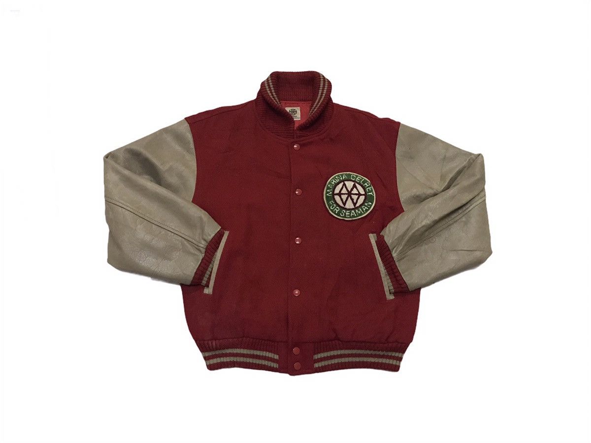 Vintage Marina Delrey Seaman wool leather sleeve varisty jacket Size US M / EU 48-50 / 2 - 5 Thumbnail