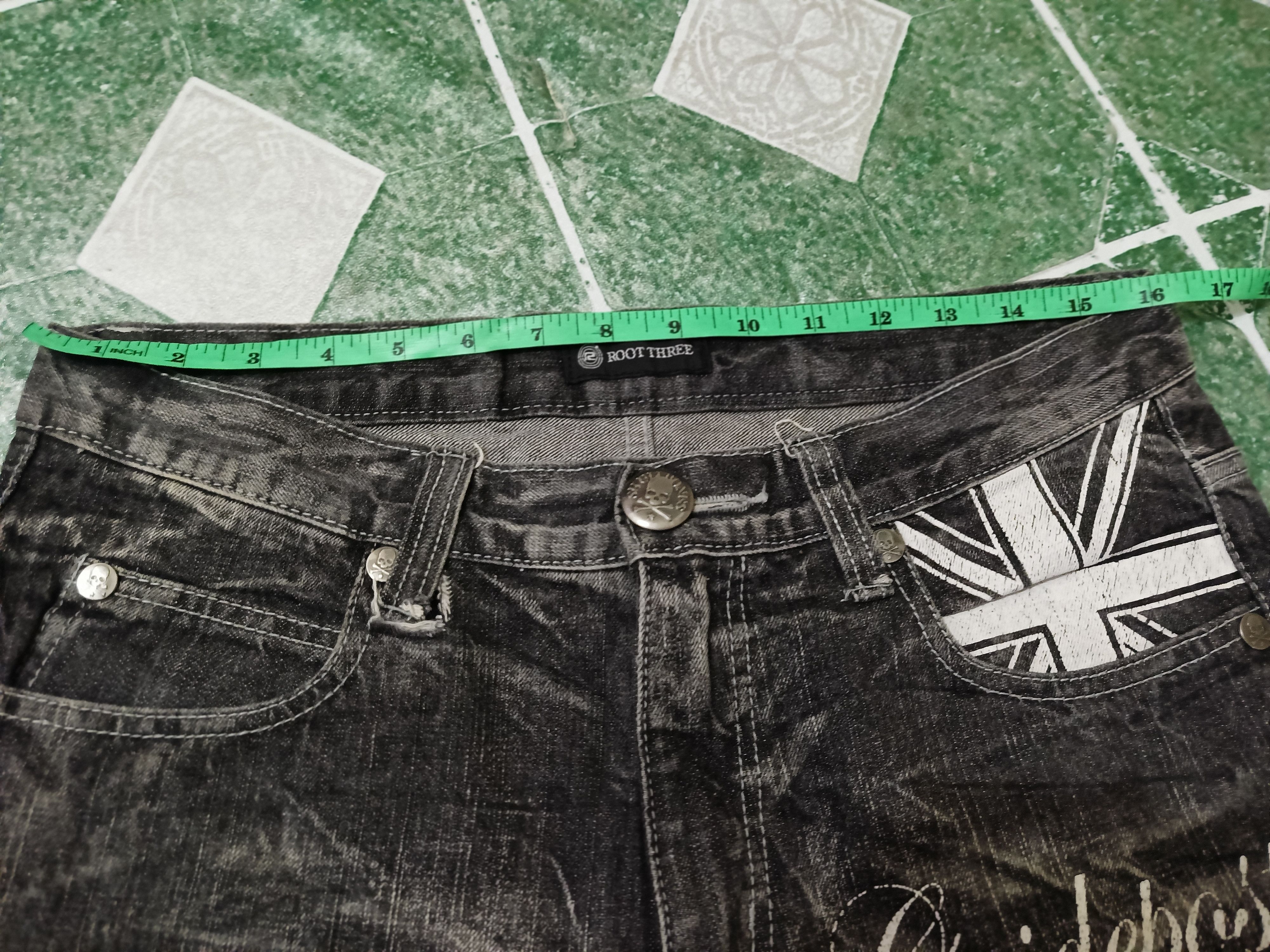 Who Decides War Japanese Black Jeans Root Three Skull Bones flared jeans Size US 31 - 14 Thumbnail