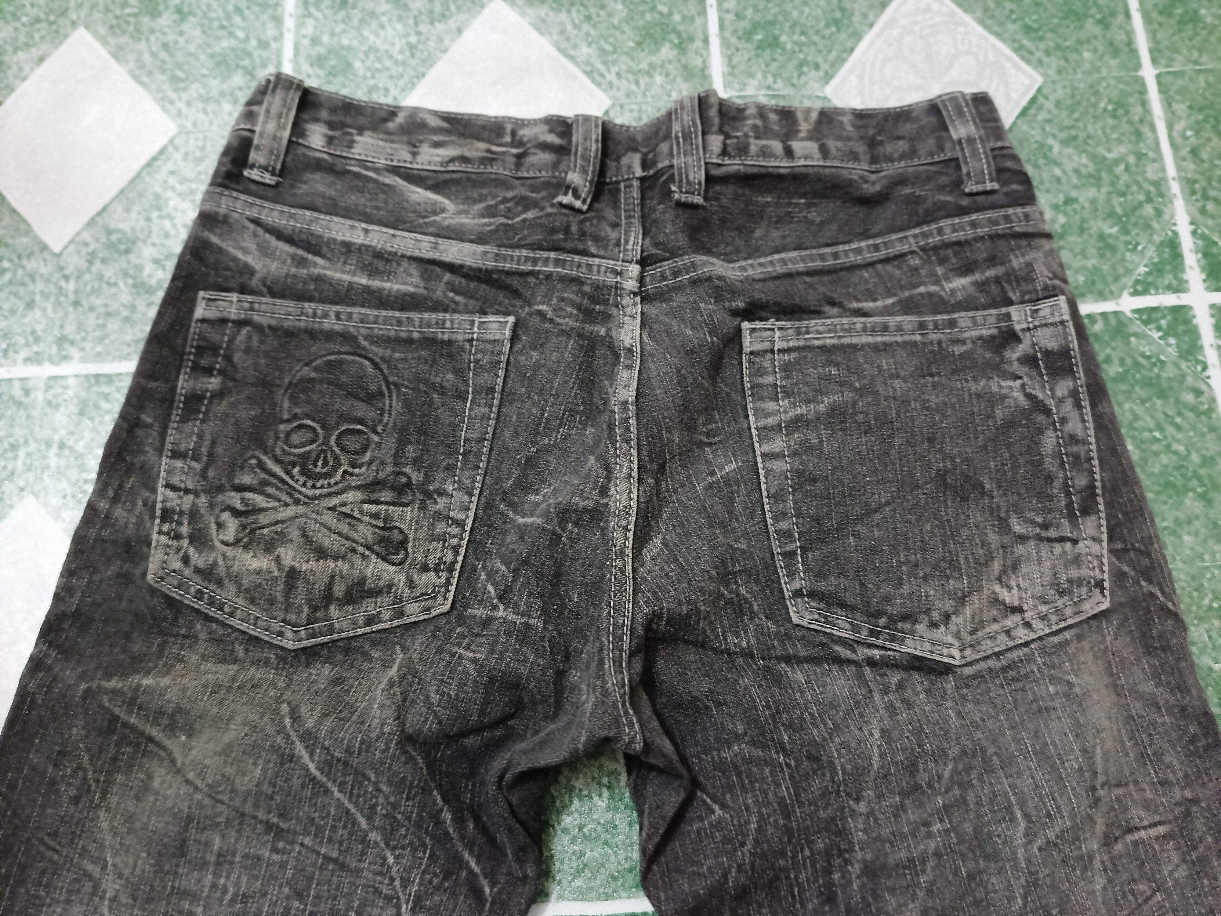 Who Decides War Japanese Black Jeans Root Three Skull Bones flared jeans Size US 31 - 12 Thumbnail