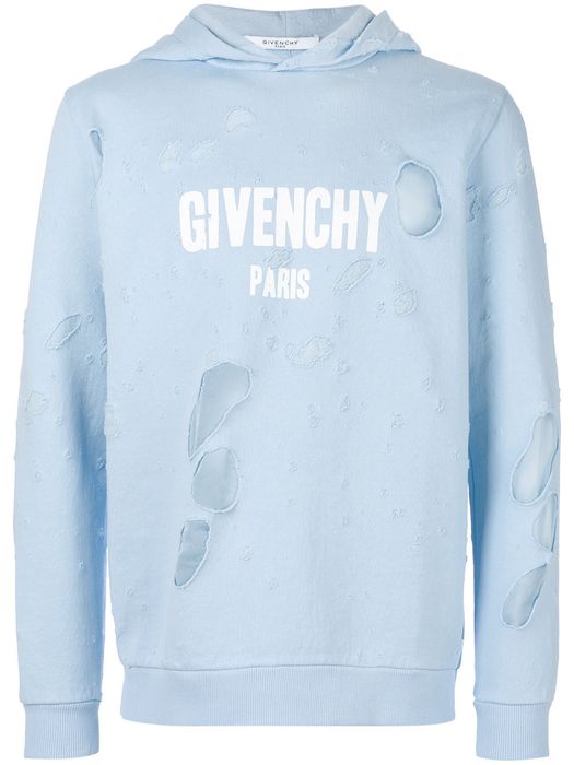 Givenchy destroyed hoodie sales blue