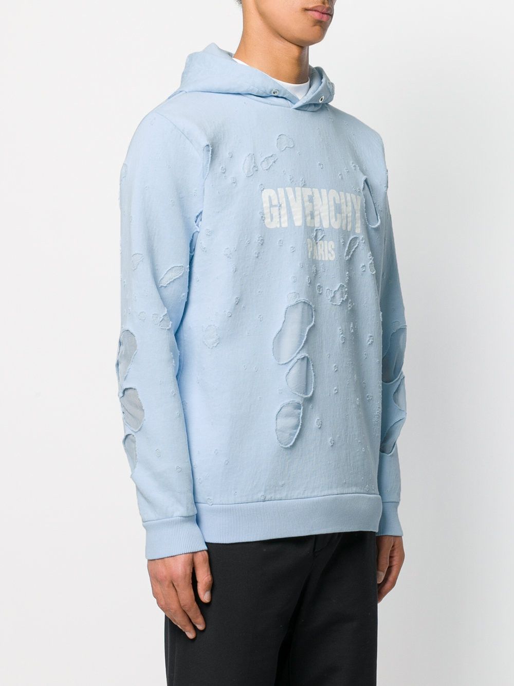 Givenchy $1500 Givenchy Baby Blue Destroyed Distressed Logo Rottweiler Shark Hoodie size M Size US M / EU 48-50 / 2 - 3 Thumbnail