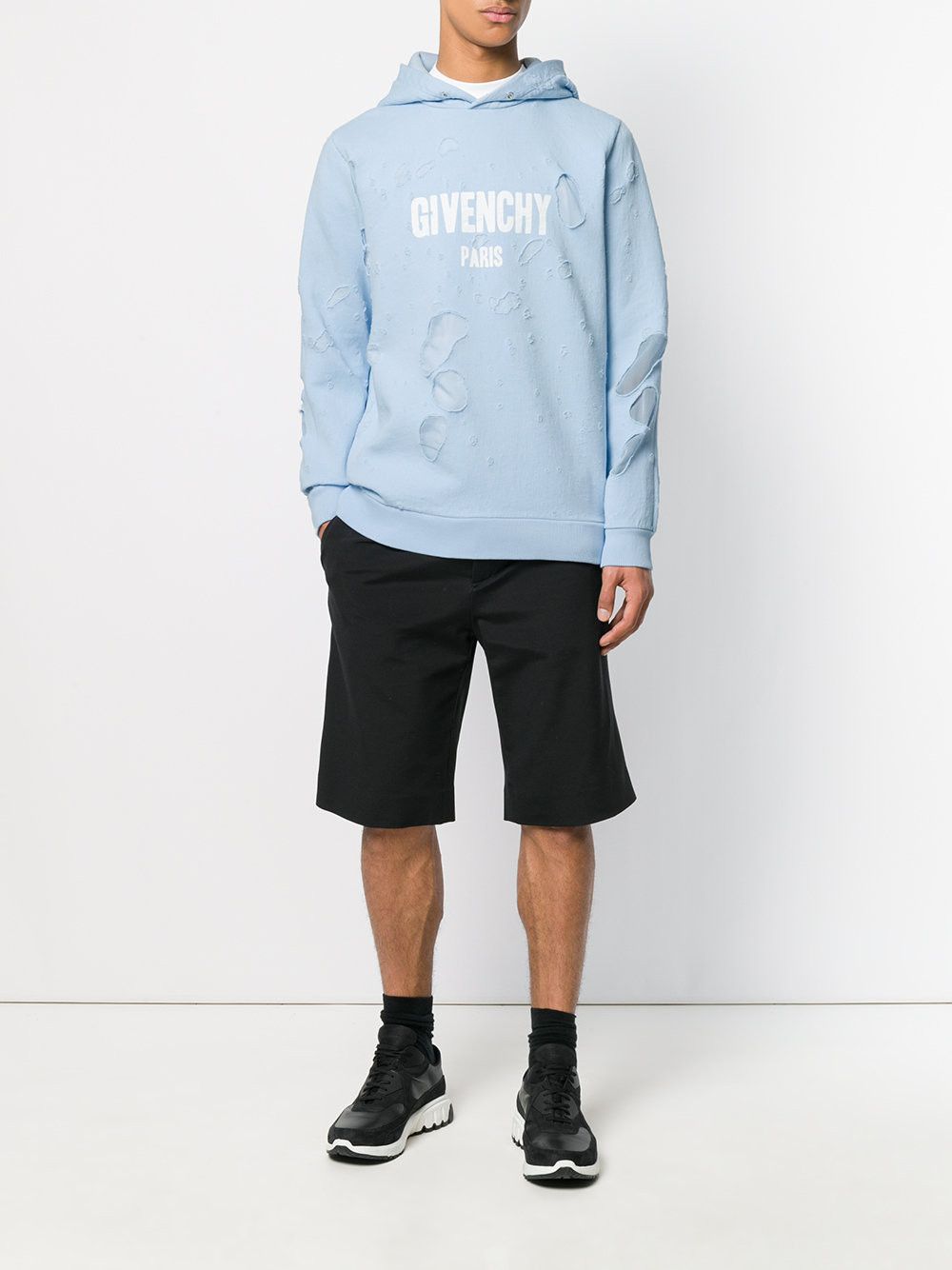 Givenchy $1500 Givenchy Baby Blue Destroyed Distressed Logo Rottweiler Shark Hoodie size M Size US M / EU 48-50 / 2 - 5 Thumbnail