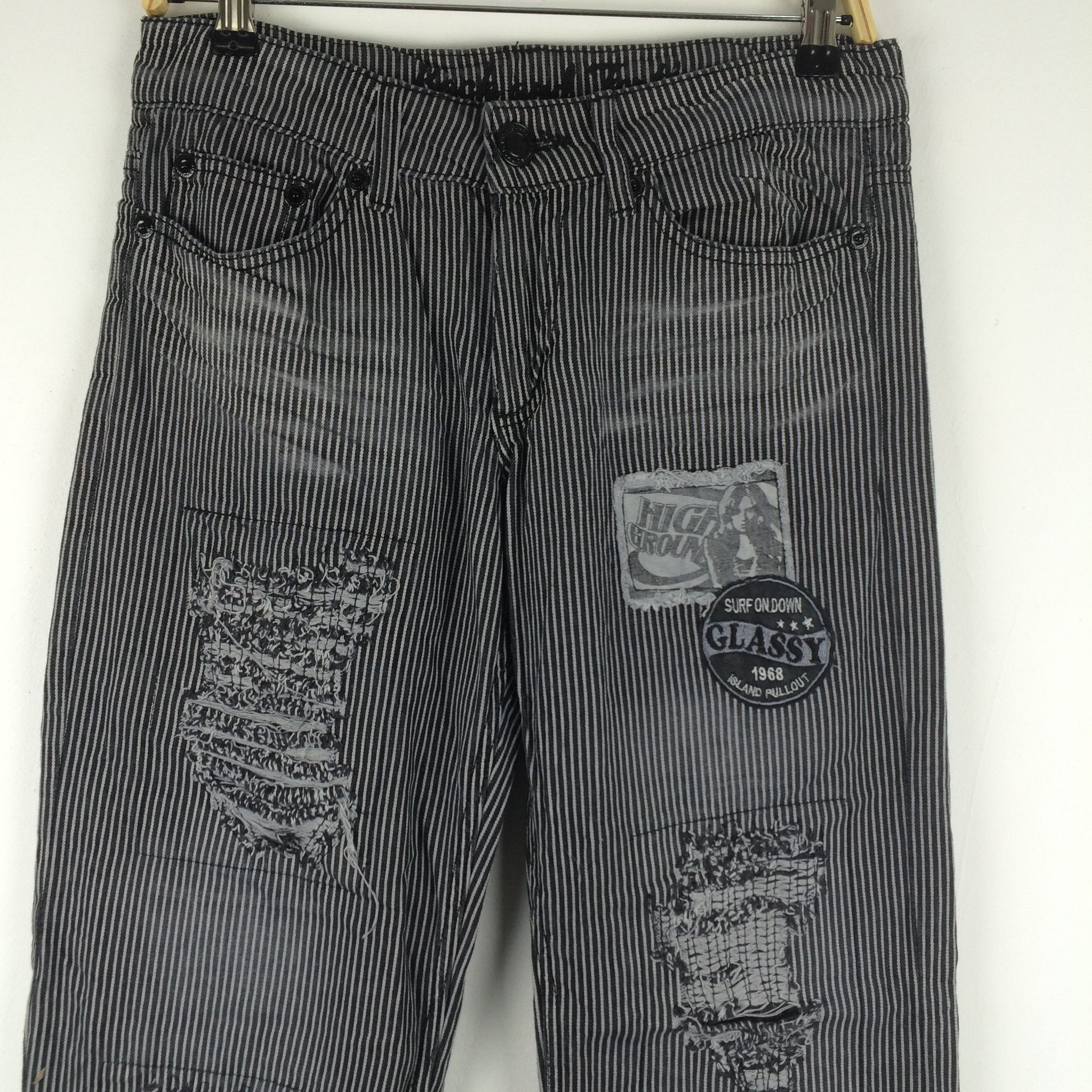 Japanese Brand × Vintage X146 JAPAN RIPPED HICKORY PRISON STRIPED PANTS Size US 33 - 6 Thumbnail
