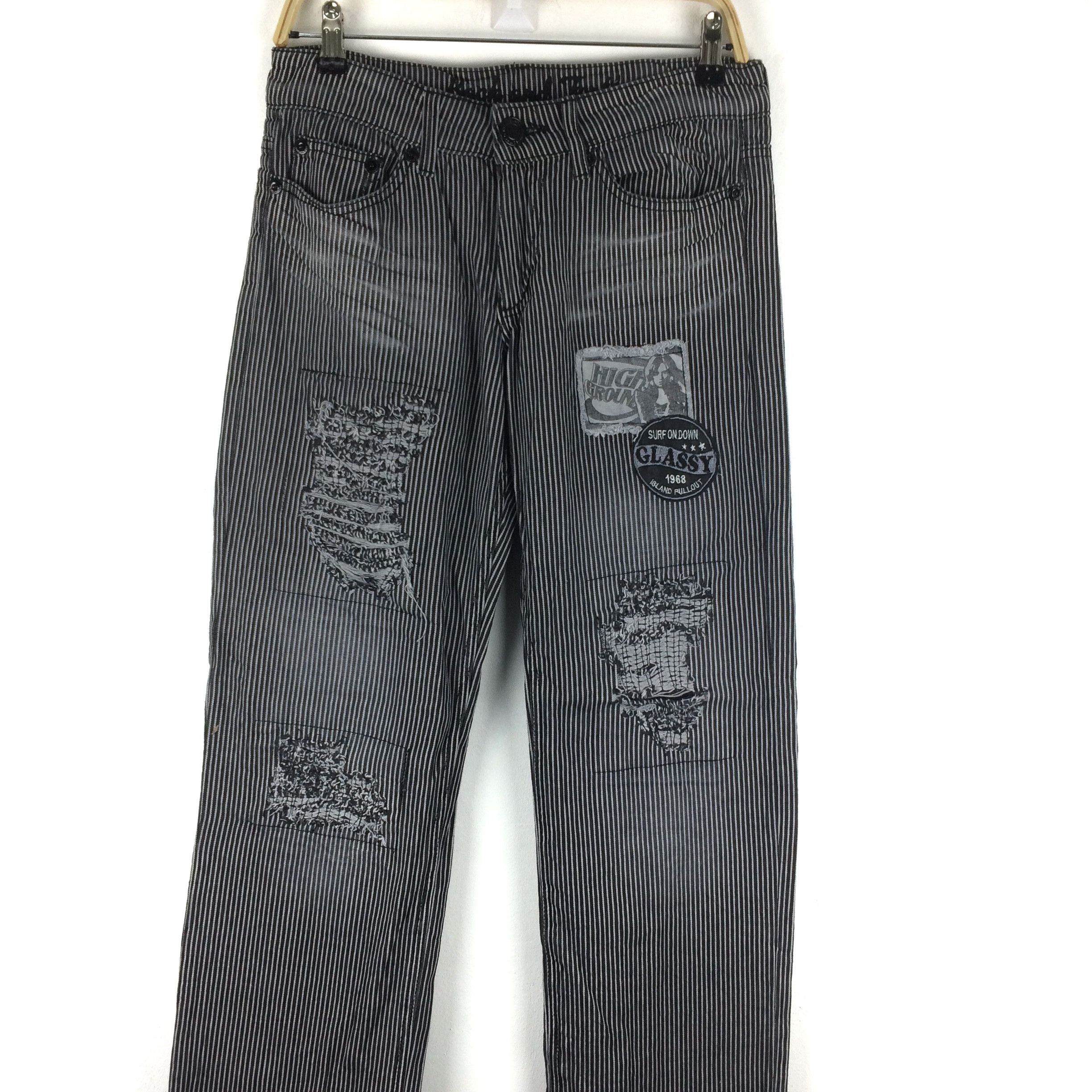 Japanese Brand × Vintage X146 JAPAN RIPPED HICKORY PRISON STRIPED PANTS Size US 33 - 1 Thumbnail