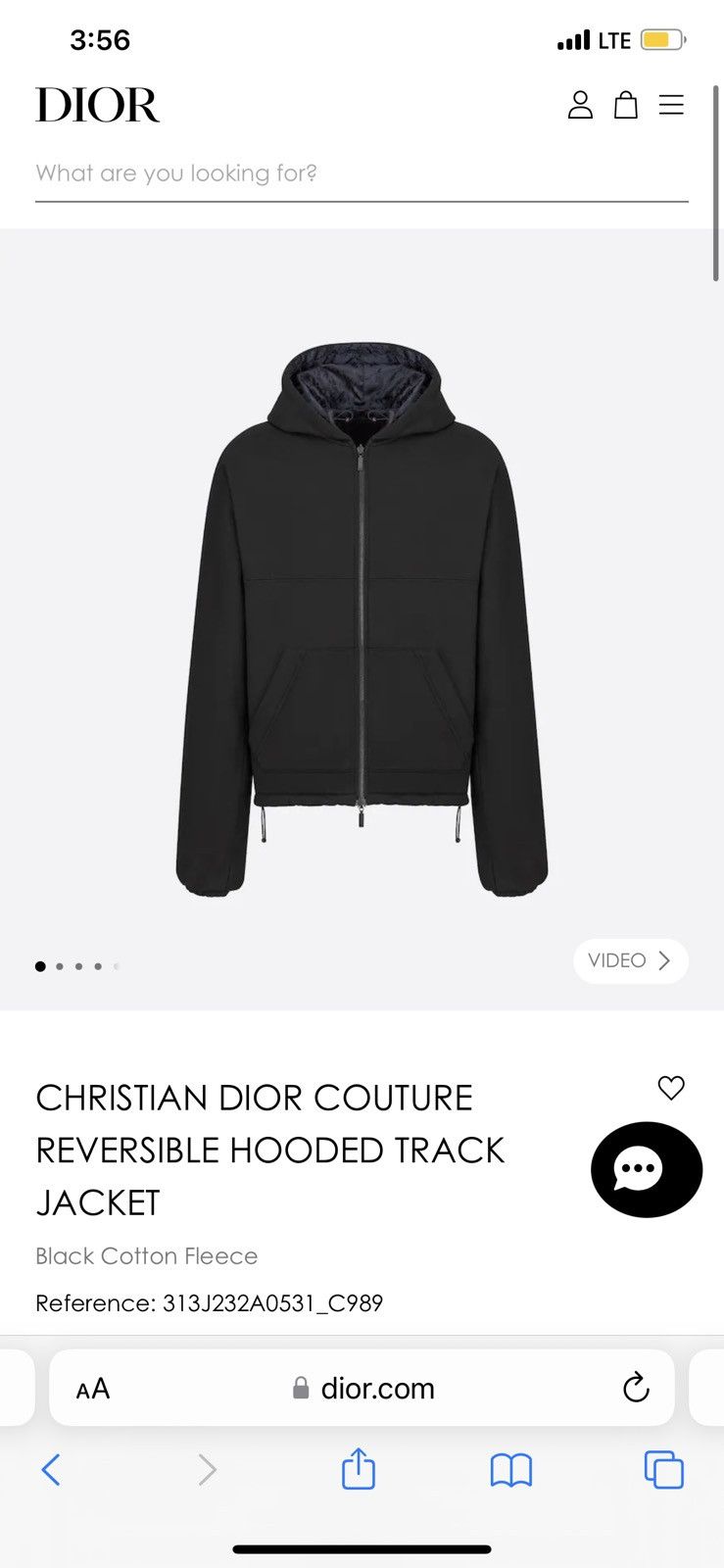 Image of Christian Dior Couture Reversible Hooded Track Jacket S in Black, Men's (Size Small)