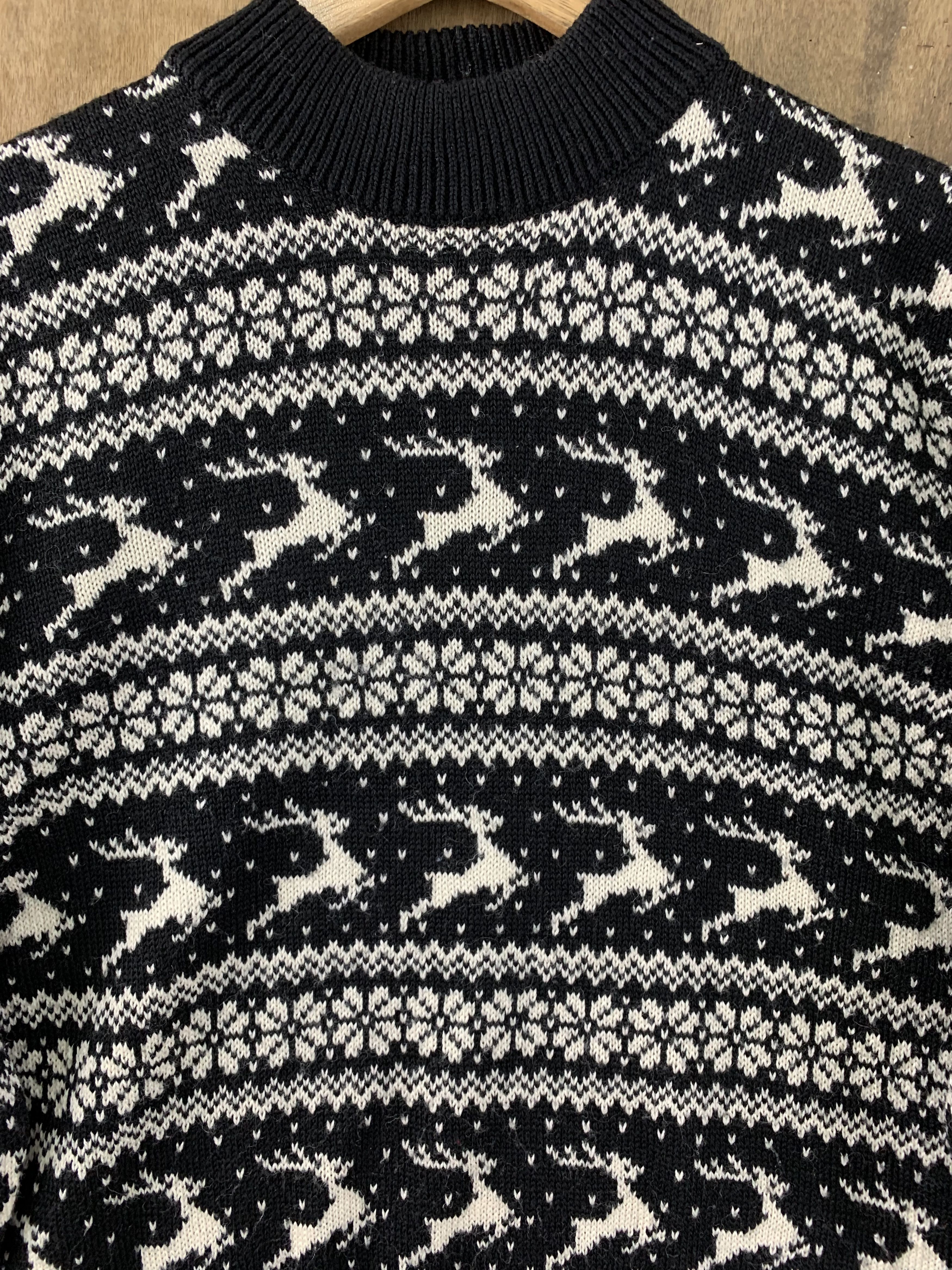 Aran Isles Knitwear Knitwear Chacha Doll Deer Monogram Vtg Streetwear Black Size M / US 6-8 / IT 42-44 - 2 Thumbnail