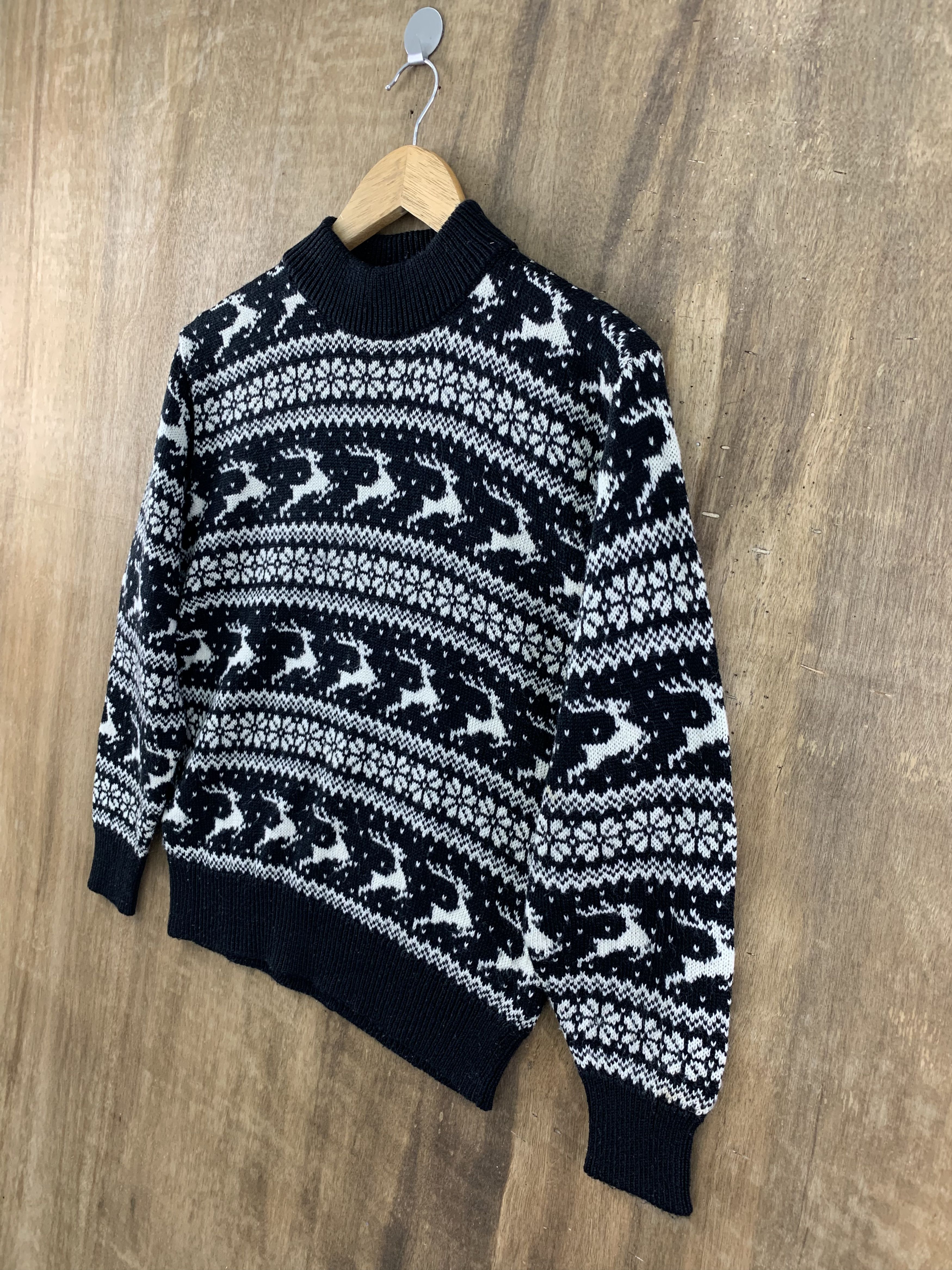 Aran Isles Knitwear Knitwear Chacha Doll Deer Monogram Vtg Streetwear Black Size M / US 6-8 / IT 42-44 - 4 Thumbnail