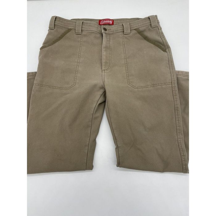 Mens Coleman Fleece Lined Carpenter Insulated Pants Khaki Size 36