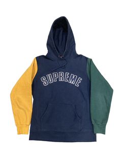 Supreme White Color Blocked Arc Logo Hoodie / Off Top