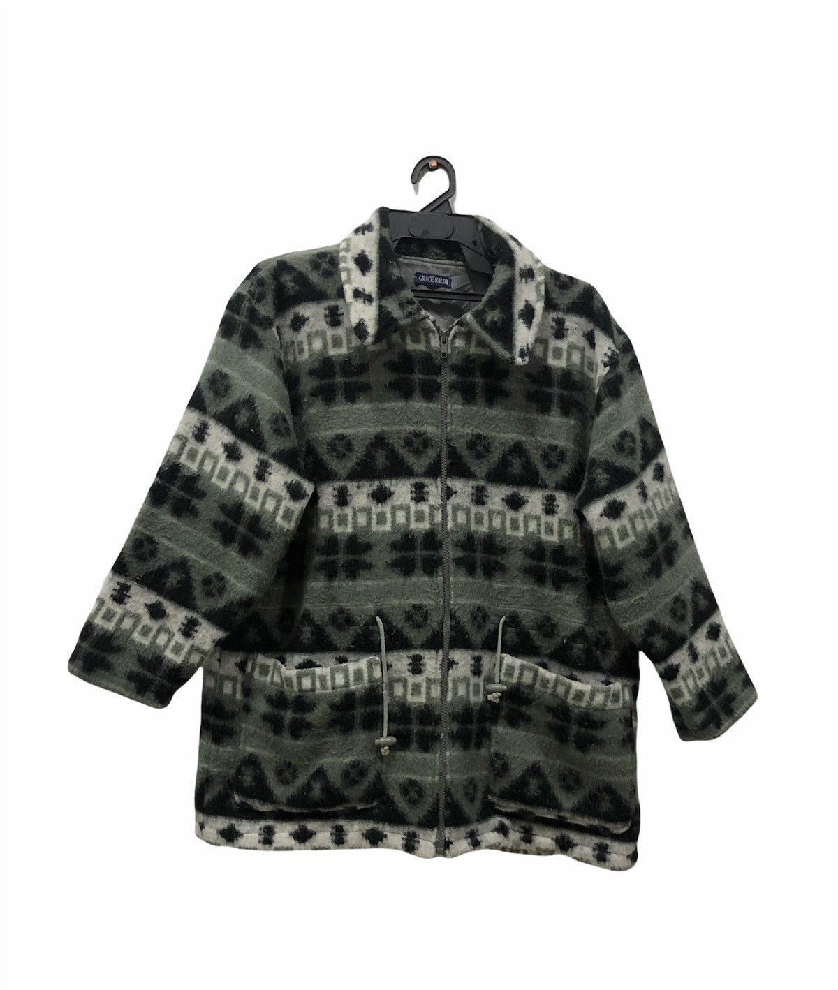Designer × Japanese Brand Vintage Grace Malor Fleece Jacket - Aztec Pattern - Zip-Up Size US L / EU 52-54 / 3 - 1 Thumbnail