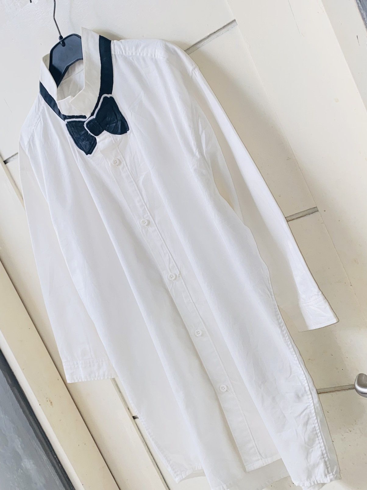 Japanese Brand SUPERTHANKS NOIR Bow Tie White Shirt Size 46L - 5 Thumbnail