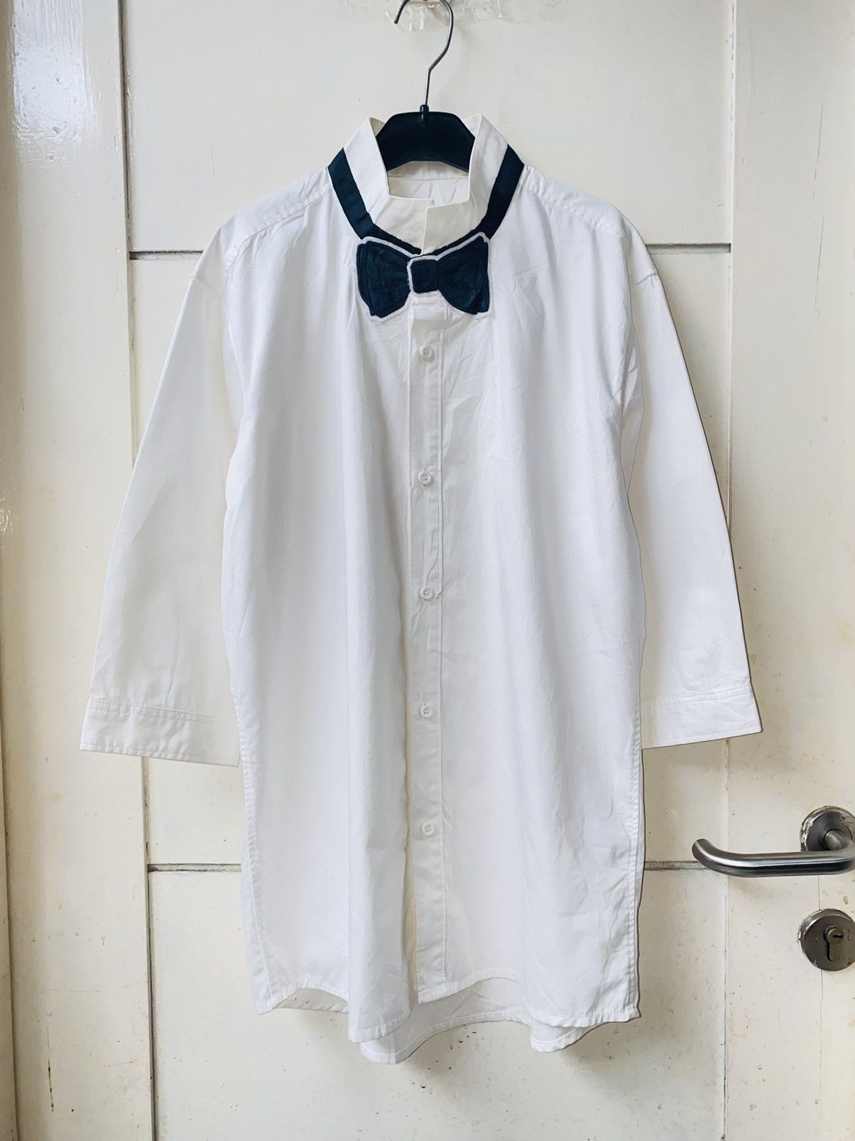 Japanese Brand SUPERTHANKS NOIR Bow Tie White Shirt Size 46L - 1 Thumbnail