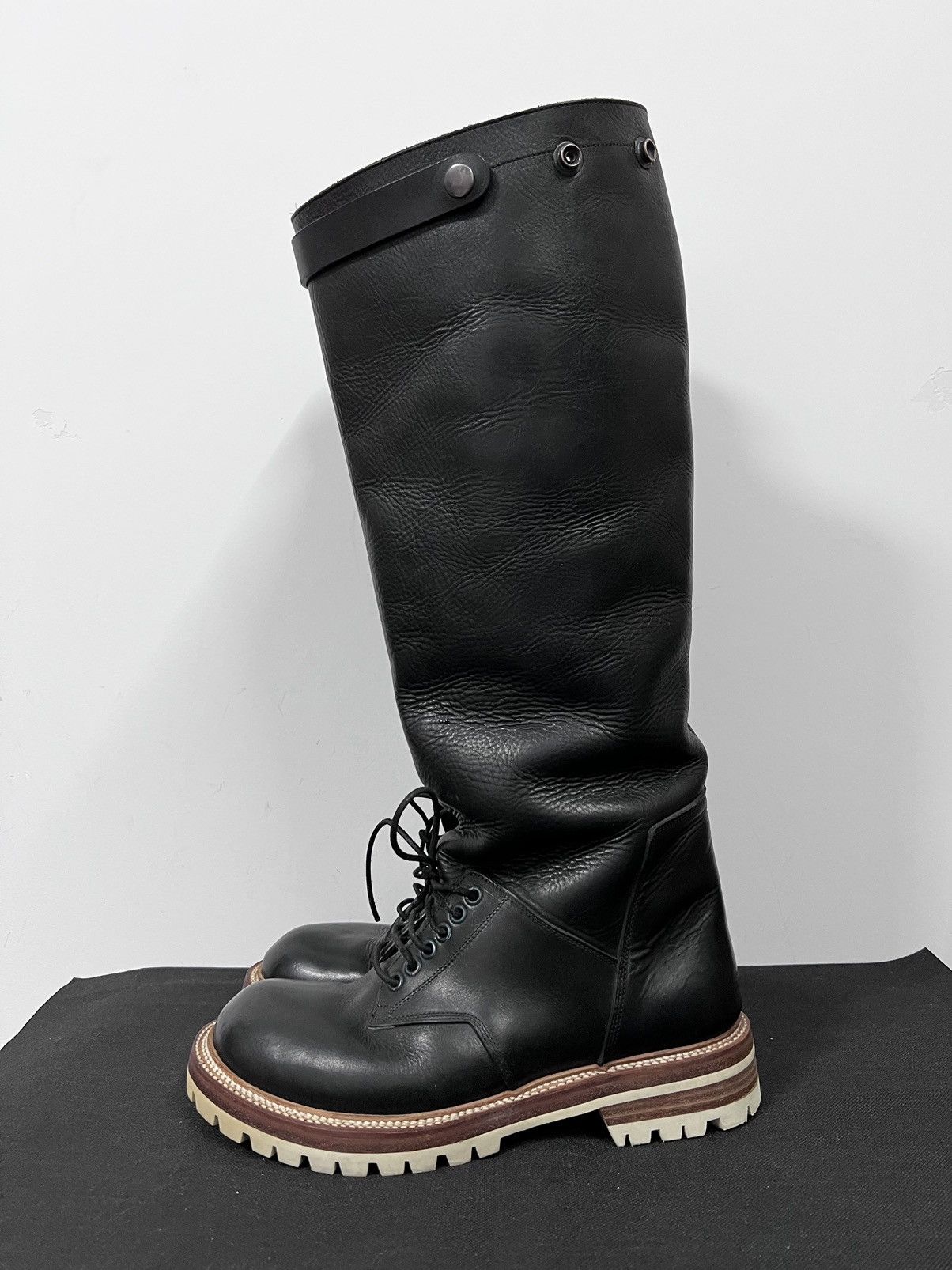 Rick Owens Moody Thick Leather Elephant Cop Boots 41