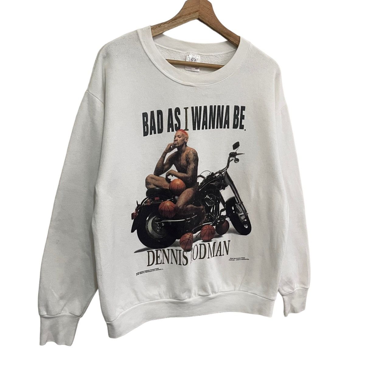 Vintage 💥 90s DENNIS RODMAN BAD ASS SWEATSHIRT Size US L / EU 52-54 / 3 - 3 Thumbnail