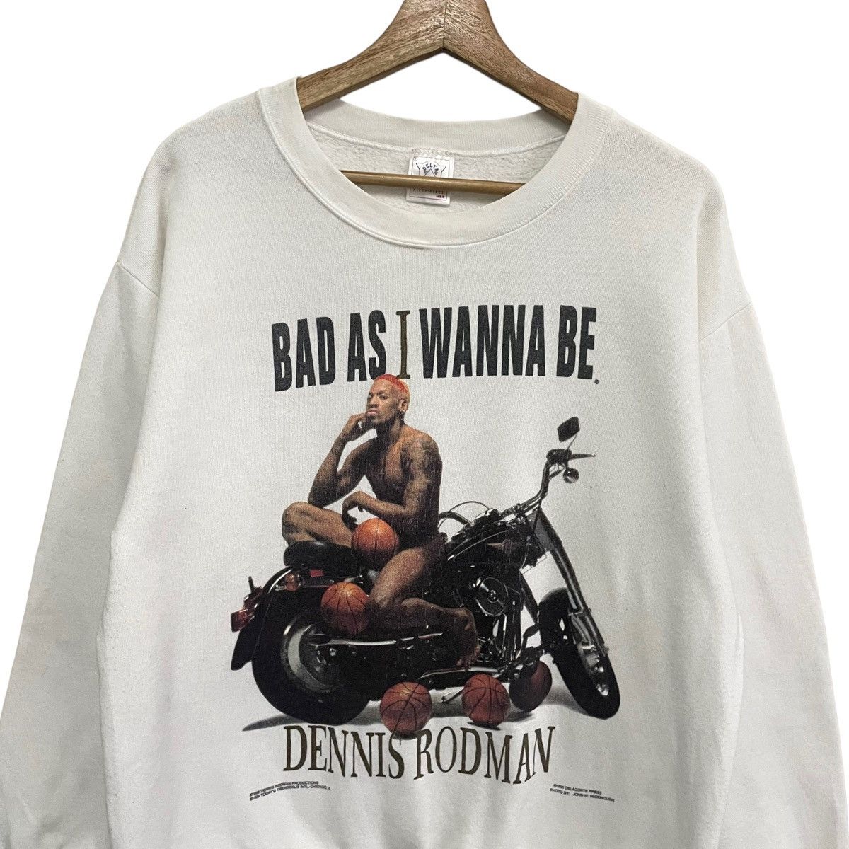 Vintage 💥 90s DENNIS RODMAN BAD ASS SWEATSHIRT Size US L / EU 52-54 / 3 - 4 Thumbnail