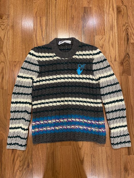 OFF-WHITE Color Block Logo Sweater Dark Grey/White Men's - FW20 - US