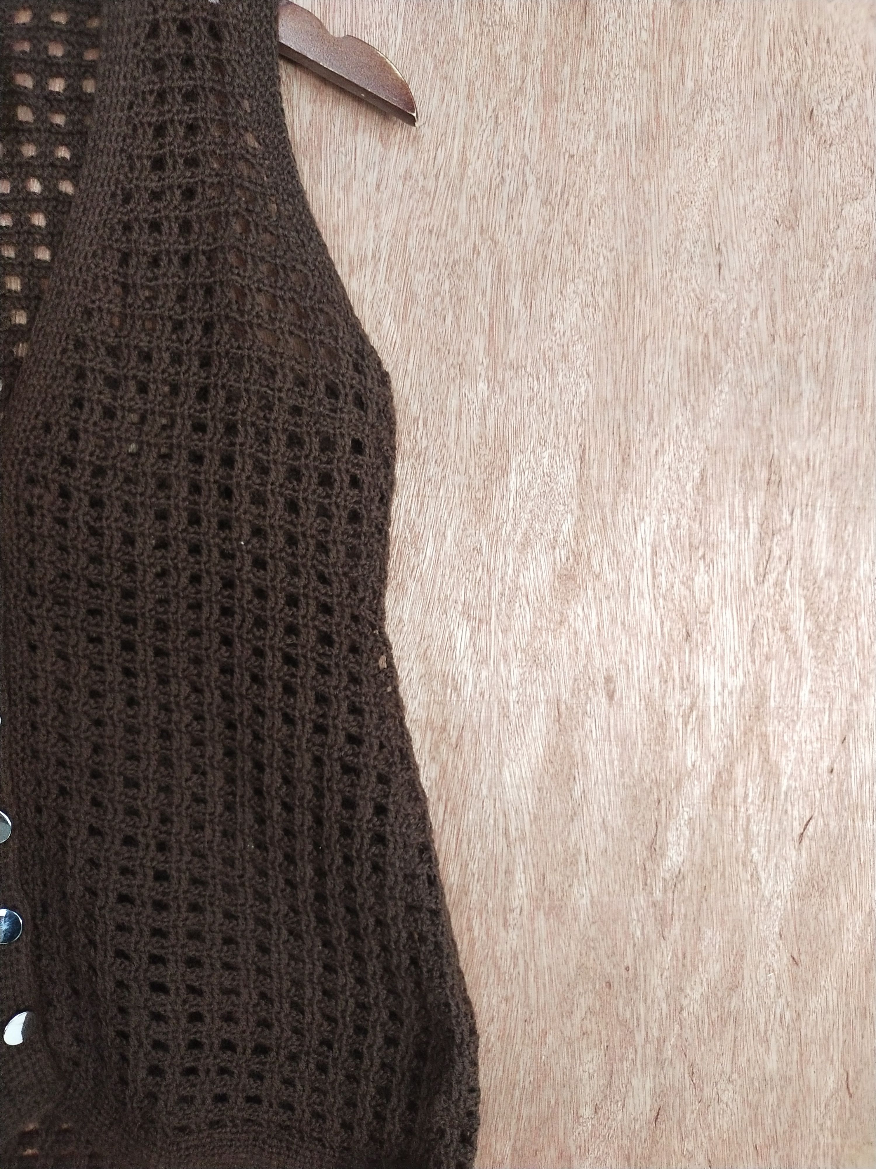 Homespun Knitwear Brown japan crochet sleeve less vest knitwear #S042 Size US M / EU 48-50 / 2 - 4 Thumbnail