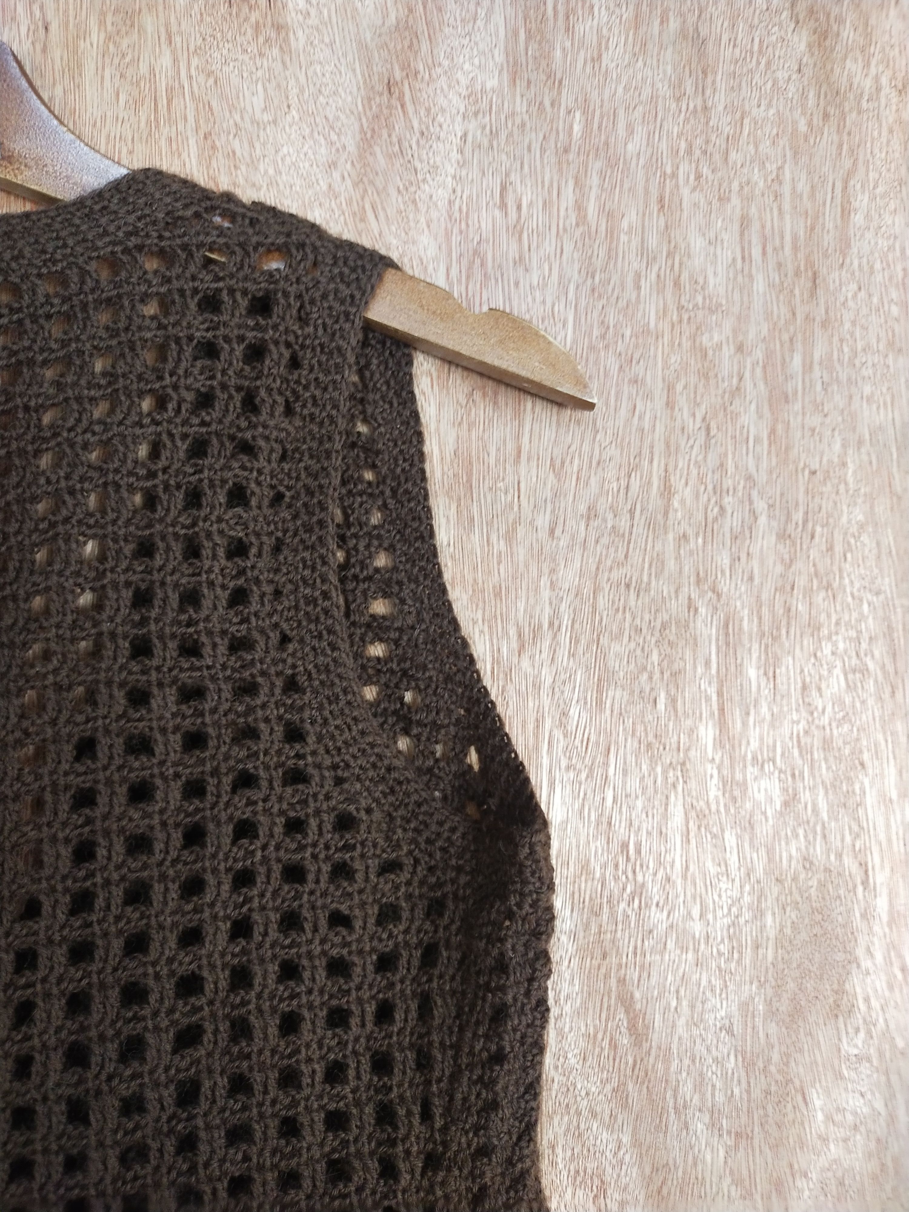 Homespun Knitwear Brown japan crochet sleeve less vest knitwear #S042 Size US M / EU 48-50 / 2 - 6 Thumbnail