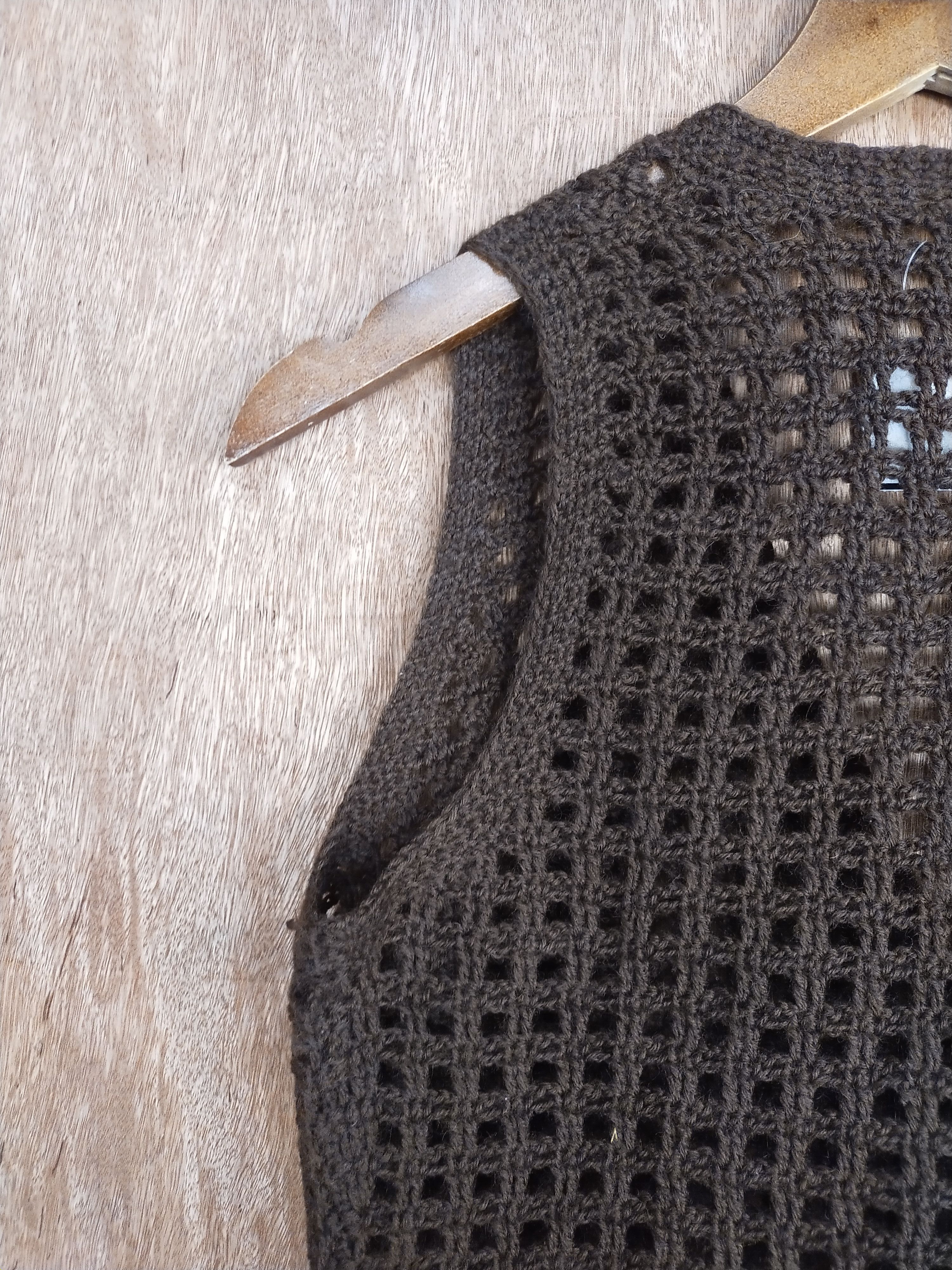 Homespun Knitwear Brown japan crochet sleeve less vest knitwear #S042 Size US M / EU 48-50 / 2 - 5 Thumbnail
