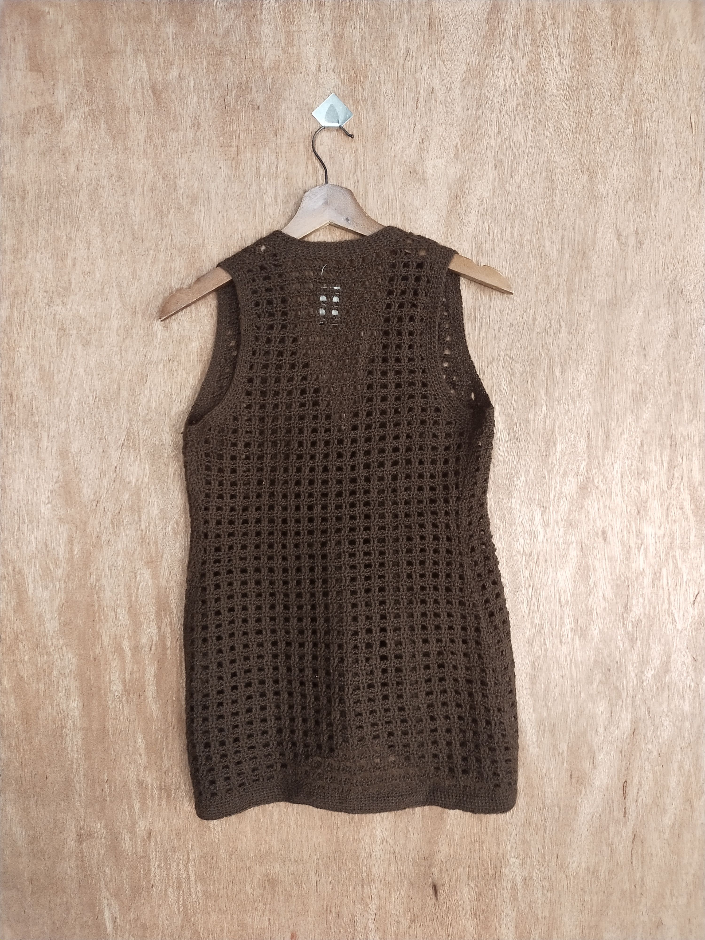 Homespun Knitwear Brown japan crochet sleeve less vest knitwear #S042 Size US M / EU 48-50 / 2 - 7 Thumbnail