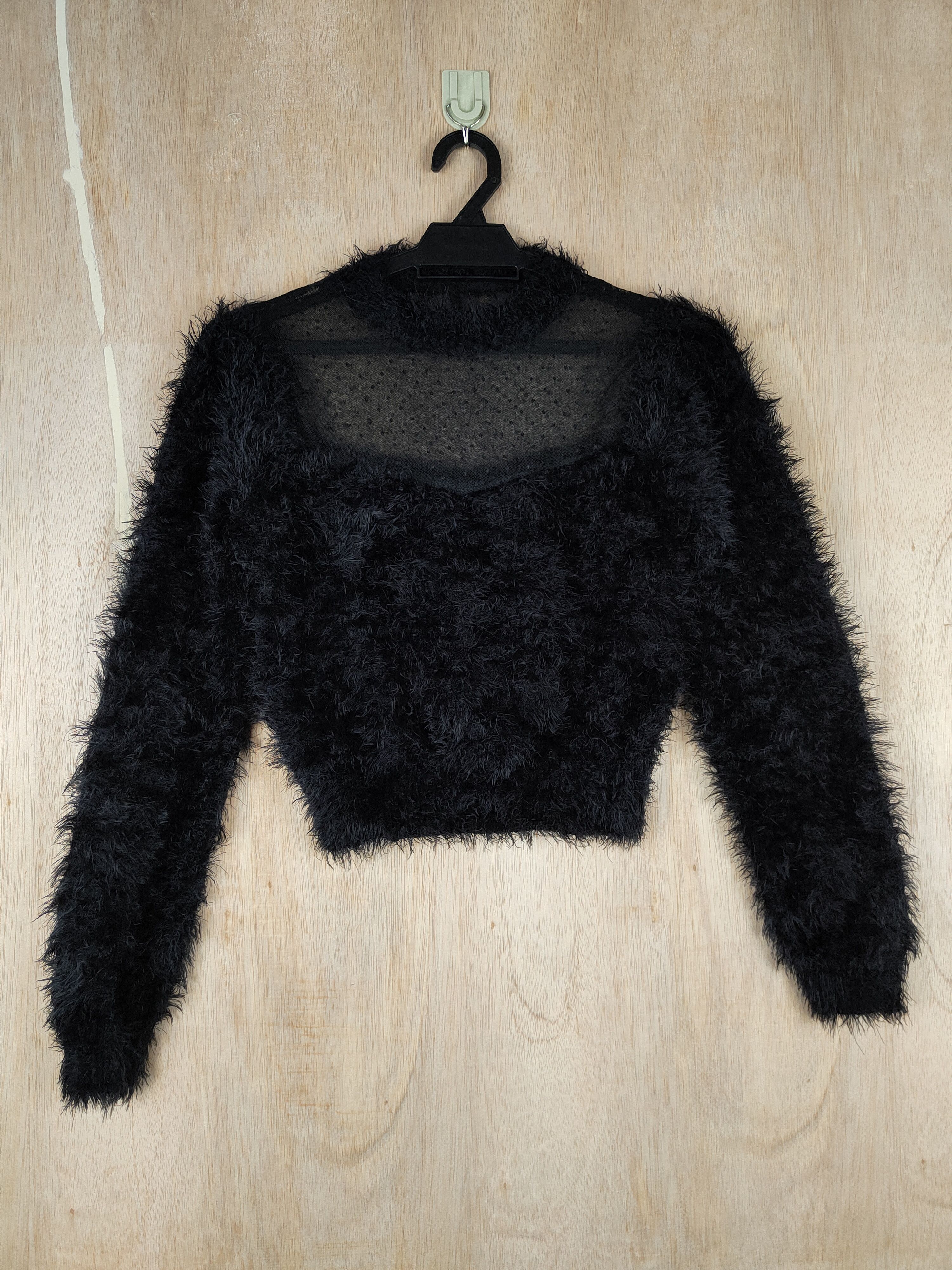 Japanese Brand Eclin Black Shag Shaggy Fur Mohair Knitwear #S247 Size US S / EU 44-46 / 1 - 1 Thumbnail
