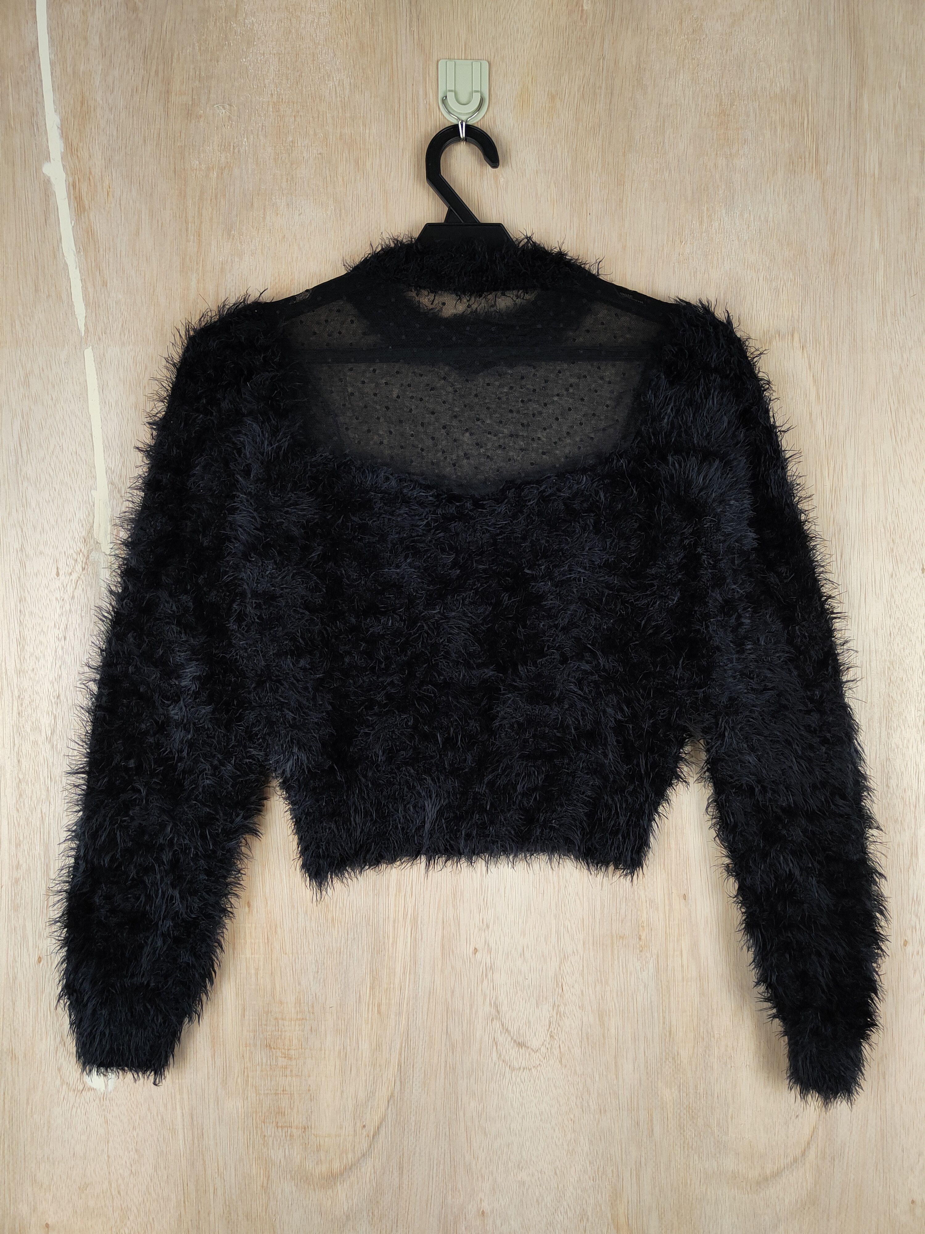 Japanese Brand Eclin Black Shag Shaggy Fur Mohair Knitwear #S247 Size US S / EU 44-46 / 1 - 5 Thumbnail