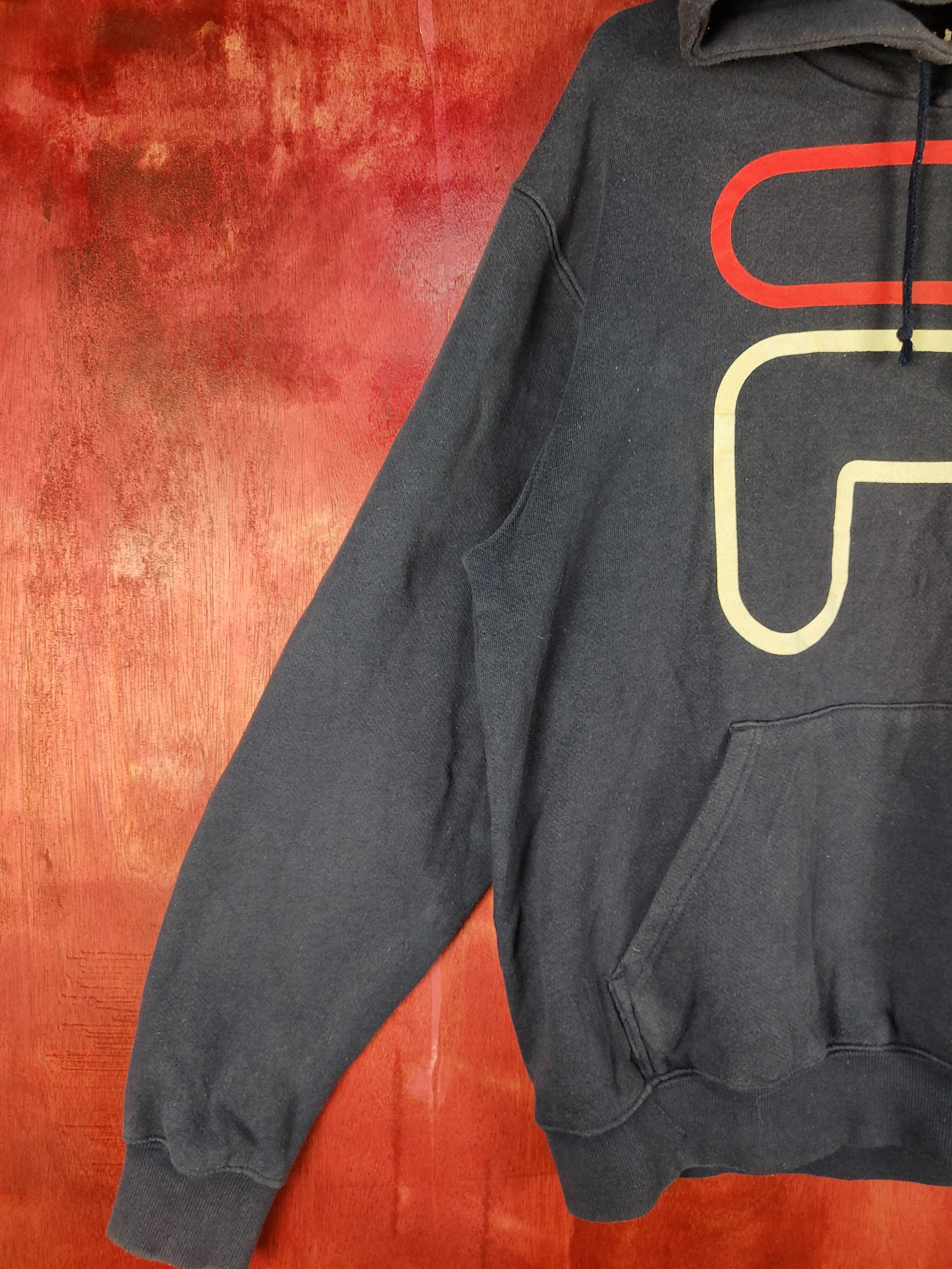 Fila Fila big logo vintage Dark Blue Sweater hoodie #4820 Size US M / EU 48-50 / 2 - 3 Thumbnail