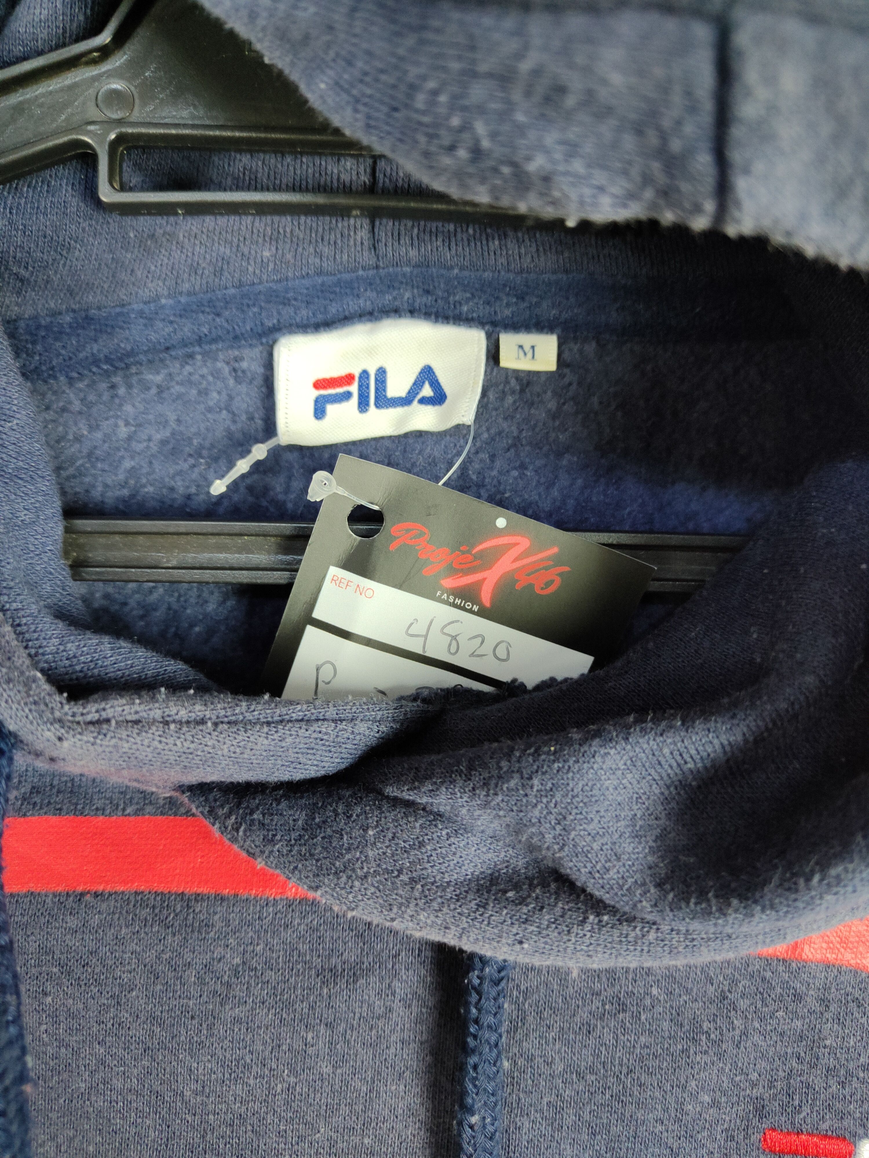 Fila Fila big logo vintage Dark Blue Sweater hoodie #4820 Size US M / EU 48-50 / 2 - 11 Thumbnail