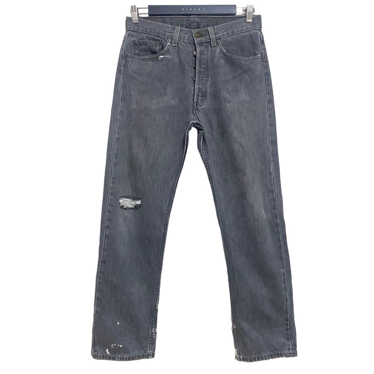 Levi's Vintage 80s Levis 501 Charcoal Distressed Jeans 30x29 Size US 30 / EU 46 - 2 Thumbnail