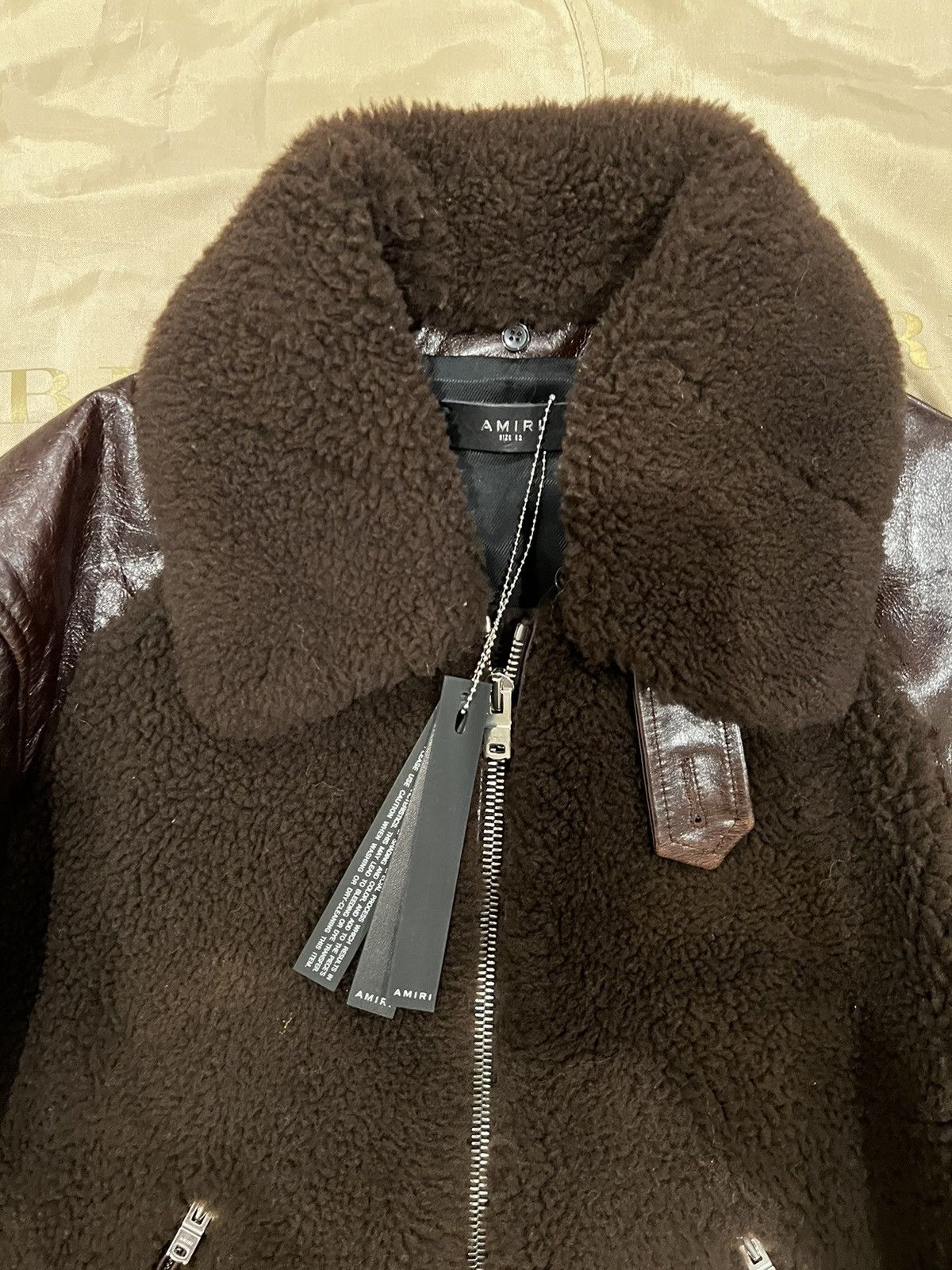 Amiri AMIRI shearling-panel leather jacket brown size 52 $5000 Size US L / EU 52-54 / 3 - 2 Thumbnail