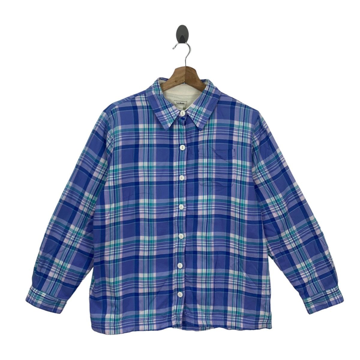 L.L. Bean Vintage 90s LL Bean Outdoor Blue Tartan Plaid Button Shirt Size US S / EU 44-46 / 1 - 1 Thumbnail