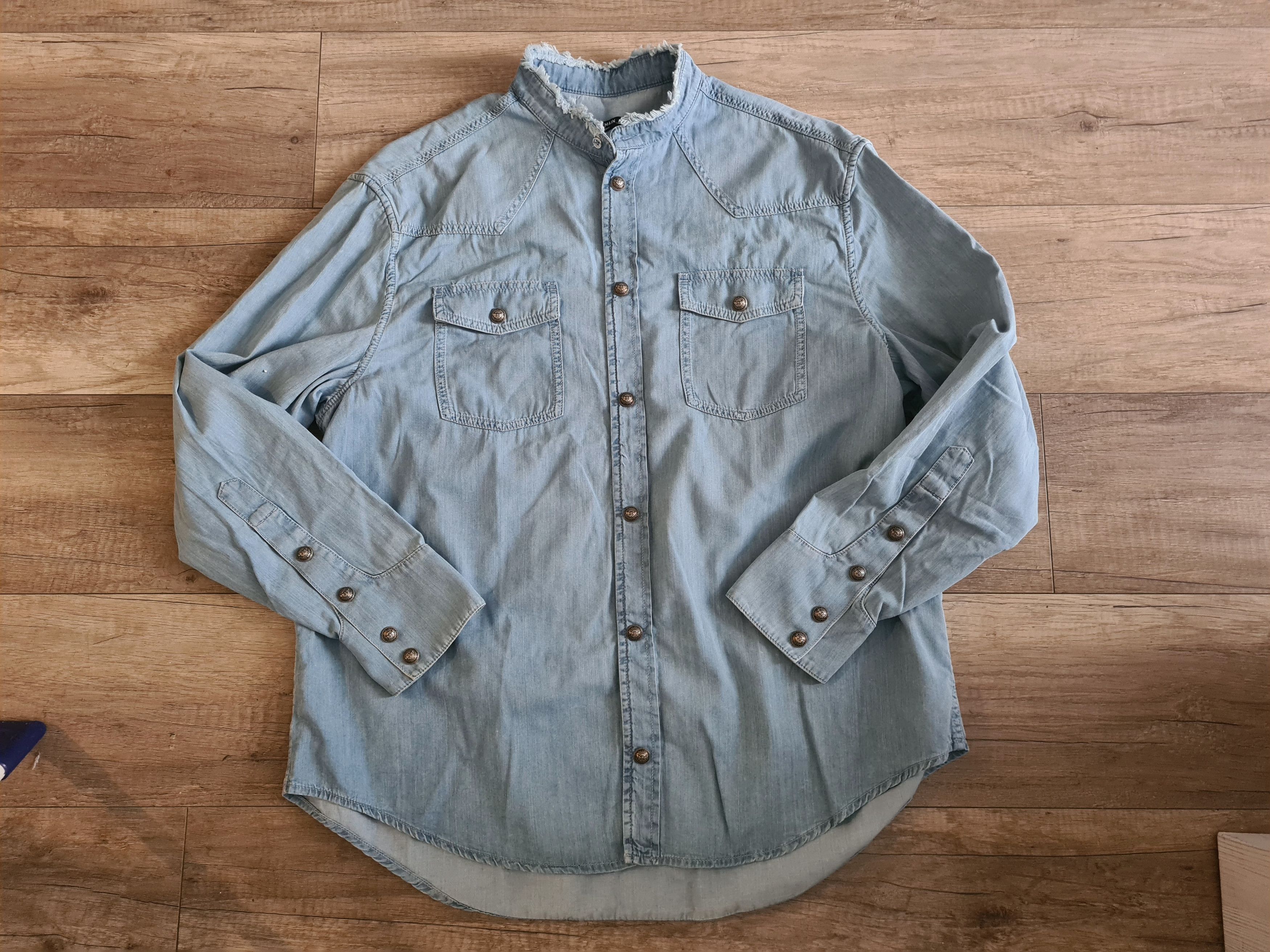 Balmain Blue Denim Shirt Men