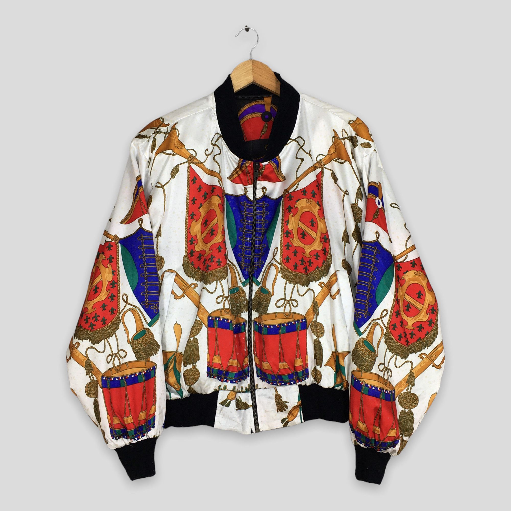 image of Bomber Jacket Vintage 90's Royalty Baroque Luxury Reversible Jacket Xlarge, Men's