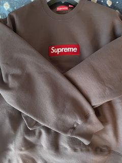 Supreme Box Logo Brown Crewneck | Grailed