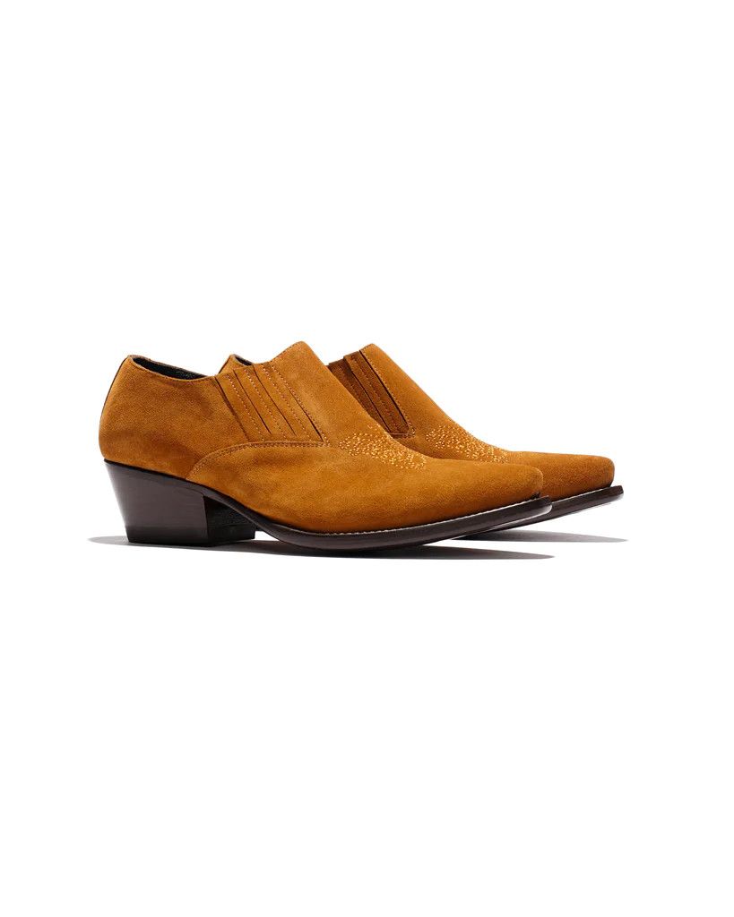 image of Needles Heeled Papillon Cowboy Shoe in Brown Suede, Men's (Size 10)