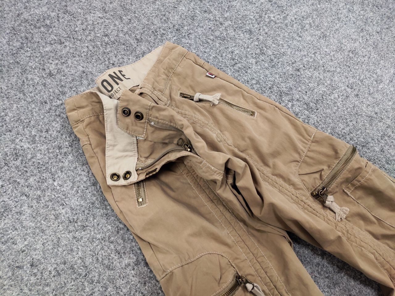 Japanese Brand Vintage 90's Japanese Bondage Zip Bootcut Beige Cargo Pants Size US 30 / EU 46 - 12 Thumbnail