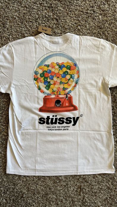 Stussy **NEW RARE** STUSSY GUMBALL WHITE LOGO TEE T-SHIRT L | Grailed