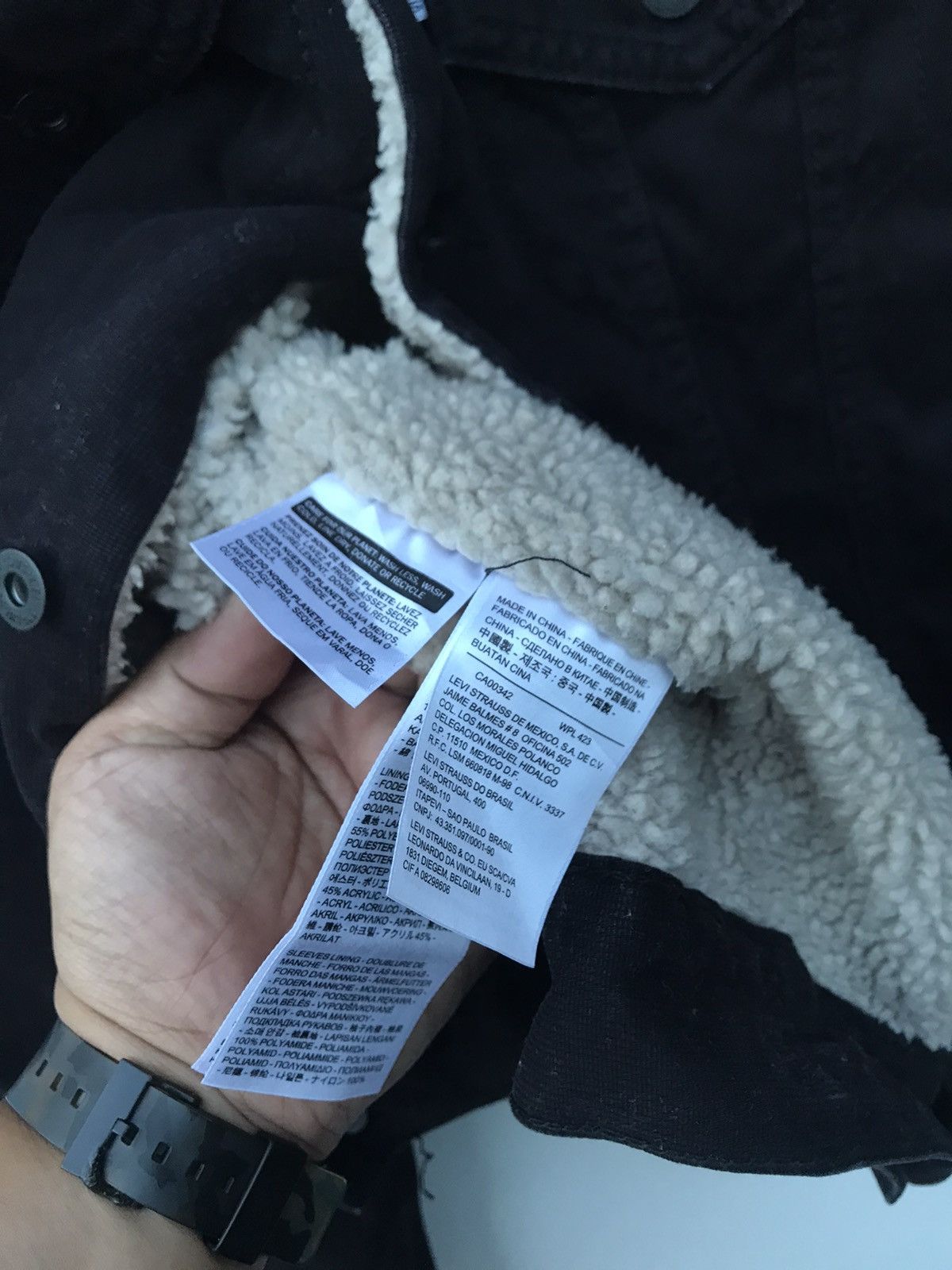 Levi's Levis Men’s Sherpa Lined Black Trucker Jacket Size US S / EU 44-46 / 1 - 8 Thumbnail