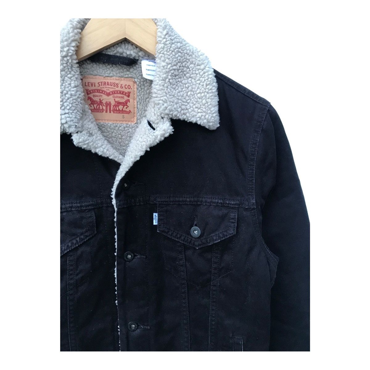 Levi's Levis Men’s Sherpa Lined Black Trucker Jacket Size US S / EU 44-46 / 1 - 3 Thumbnail