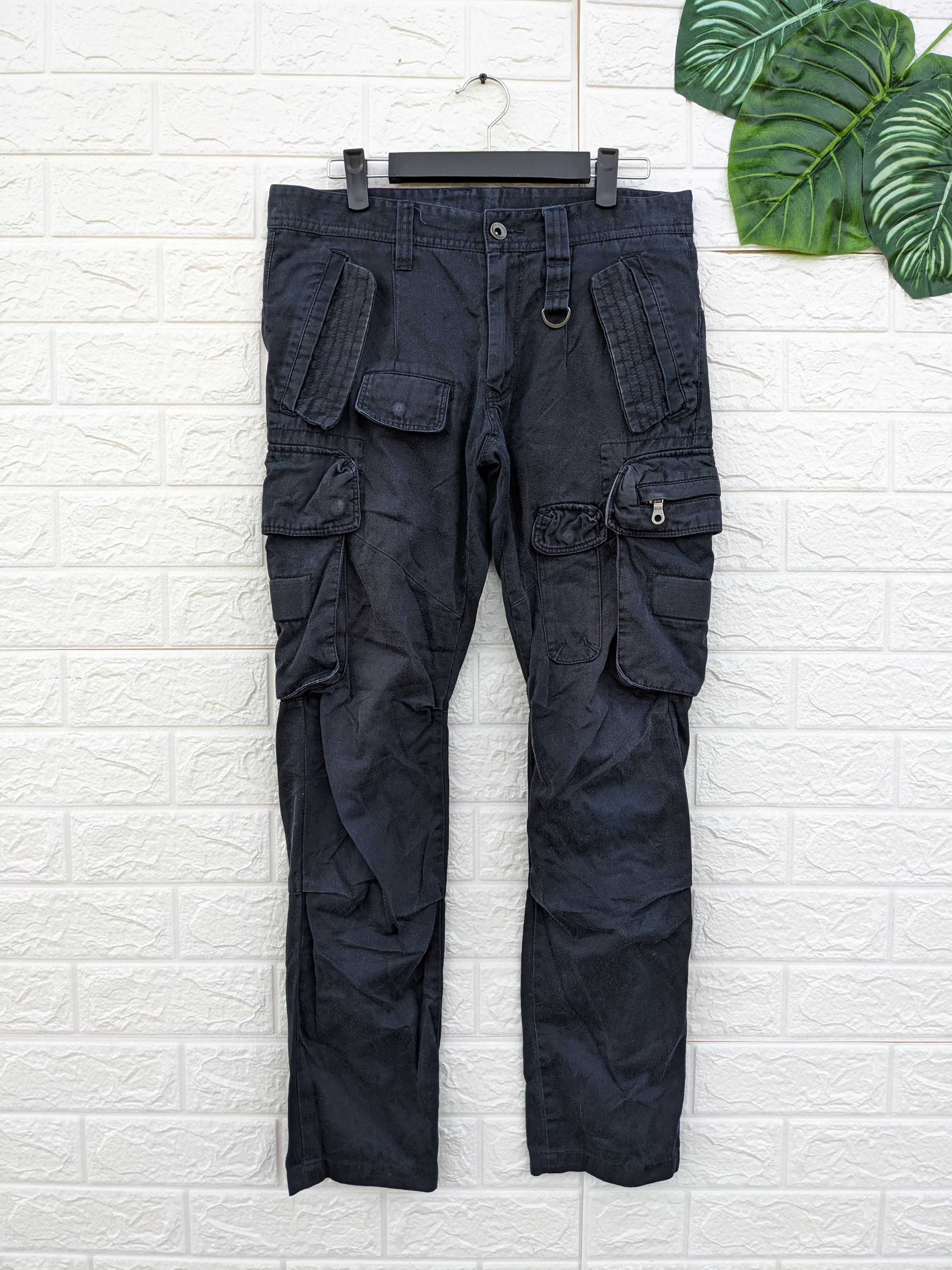 image of Archival Clothing Bird3Ir Tactical Multipocket Cargo Pants in Faded Black, Men's (Size 30)